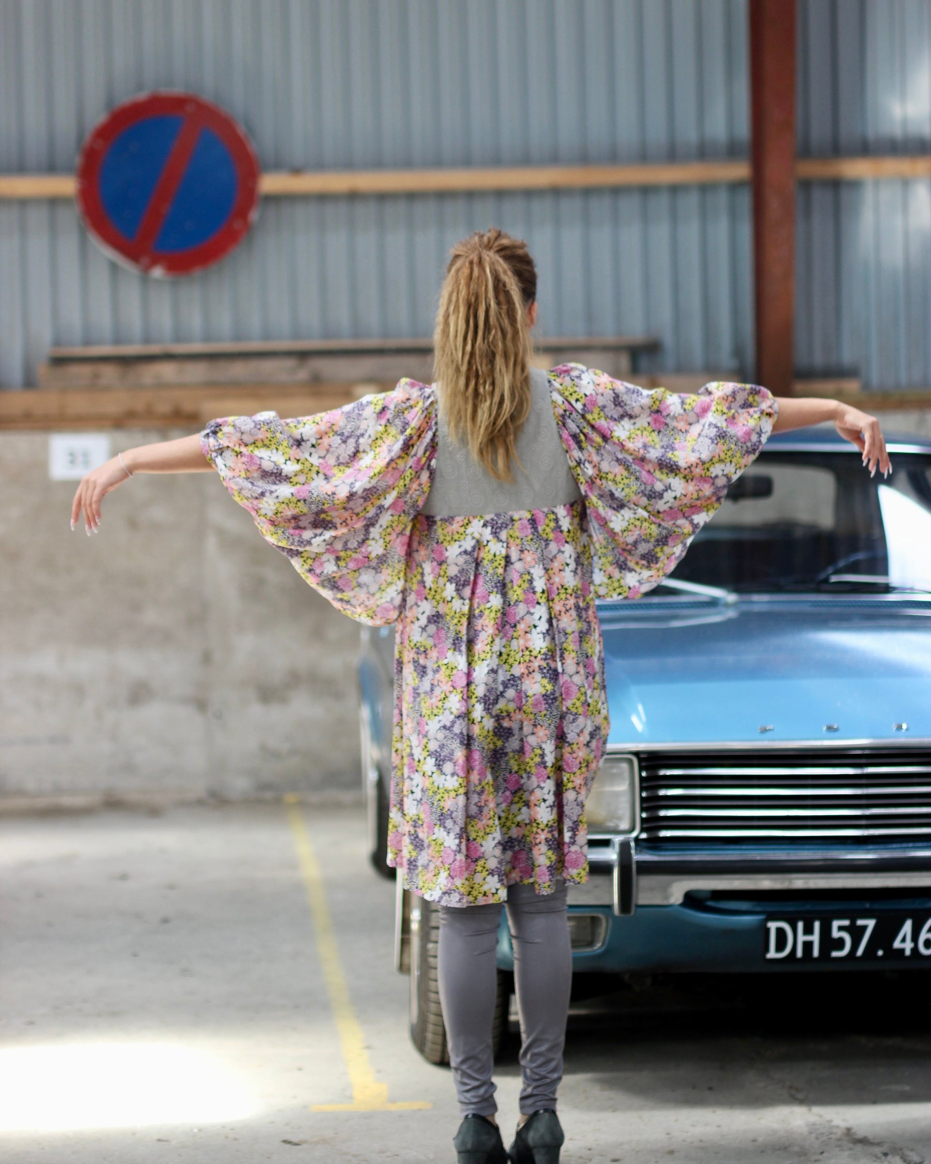 Y2K Flower Silk Dress//Danish Design//Size M