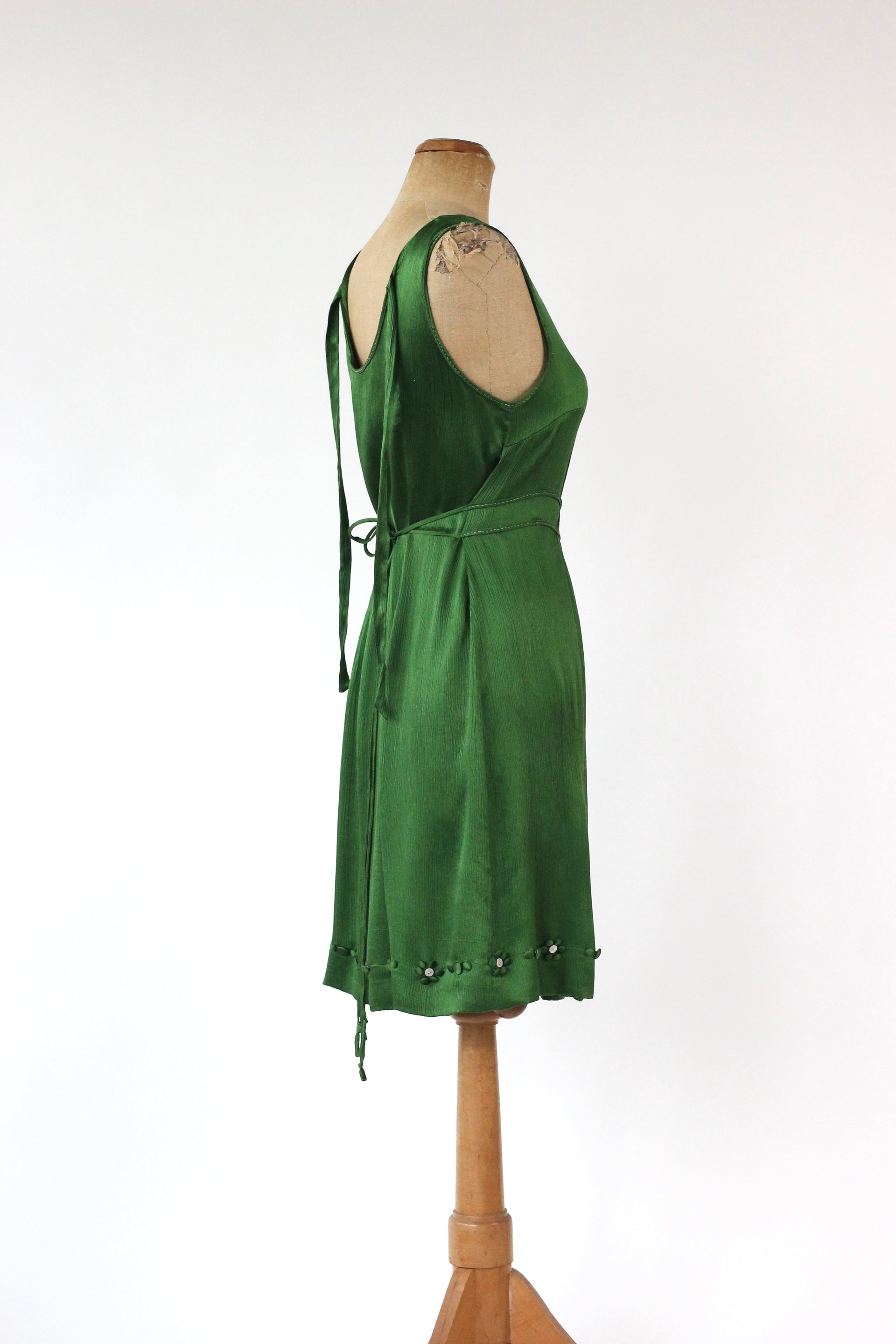 Vintage Green Silk Dress//Danish Design//Size M/L