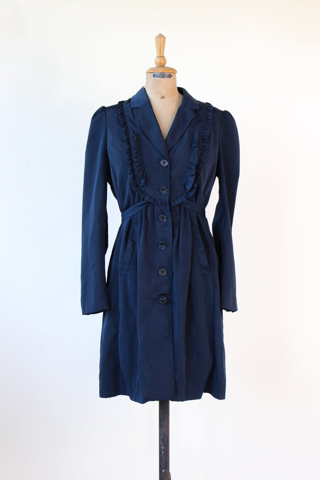 Vintage Navy Blue Light Coat // Danish Design // Size L