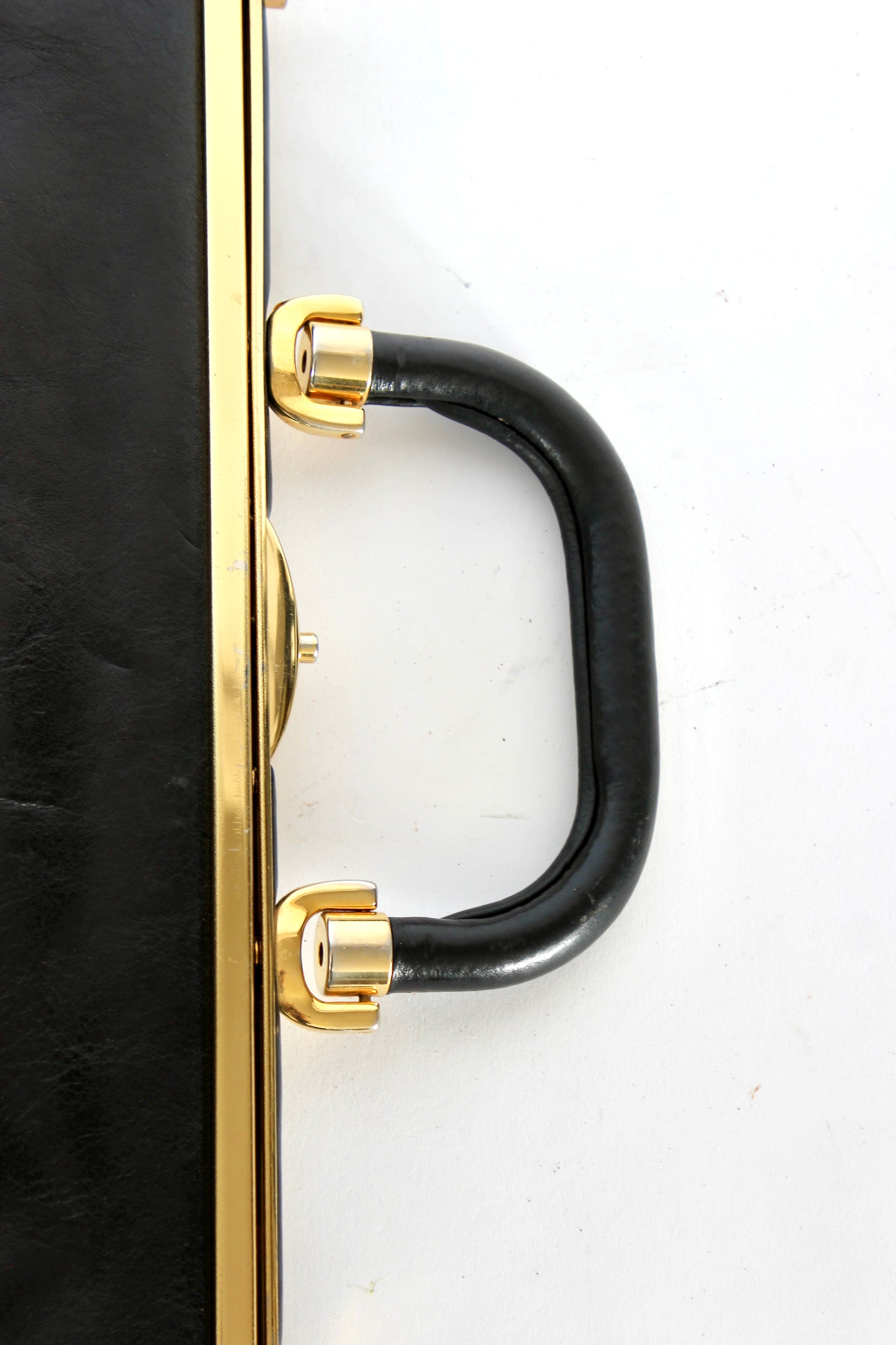 1960s Vintage Bon Goût Black Leather Top Handle Bag