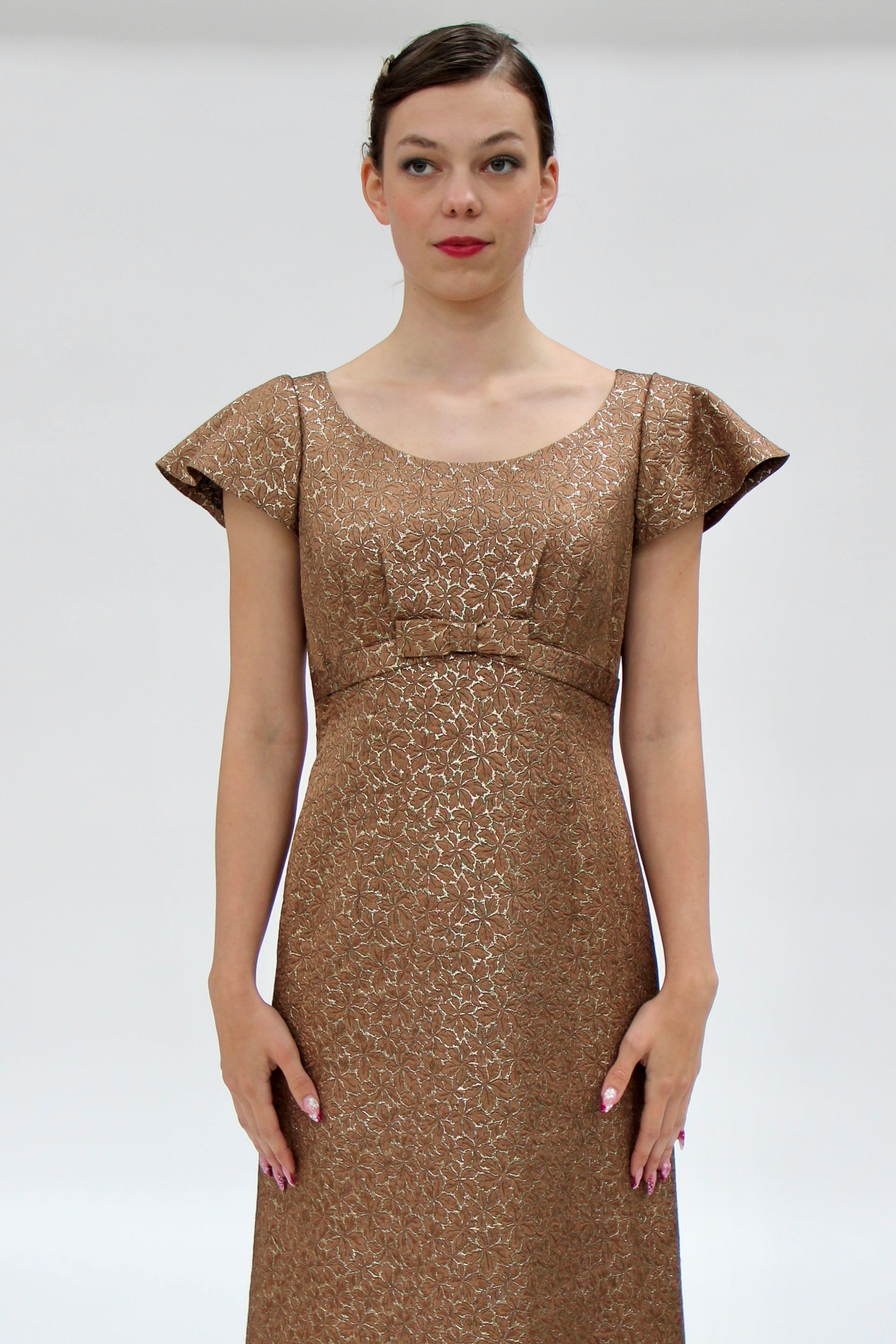 1960s Vintage Brocade Maxi Dress // Size S/M