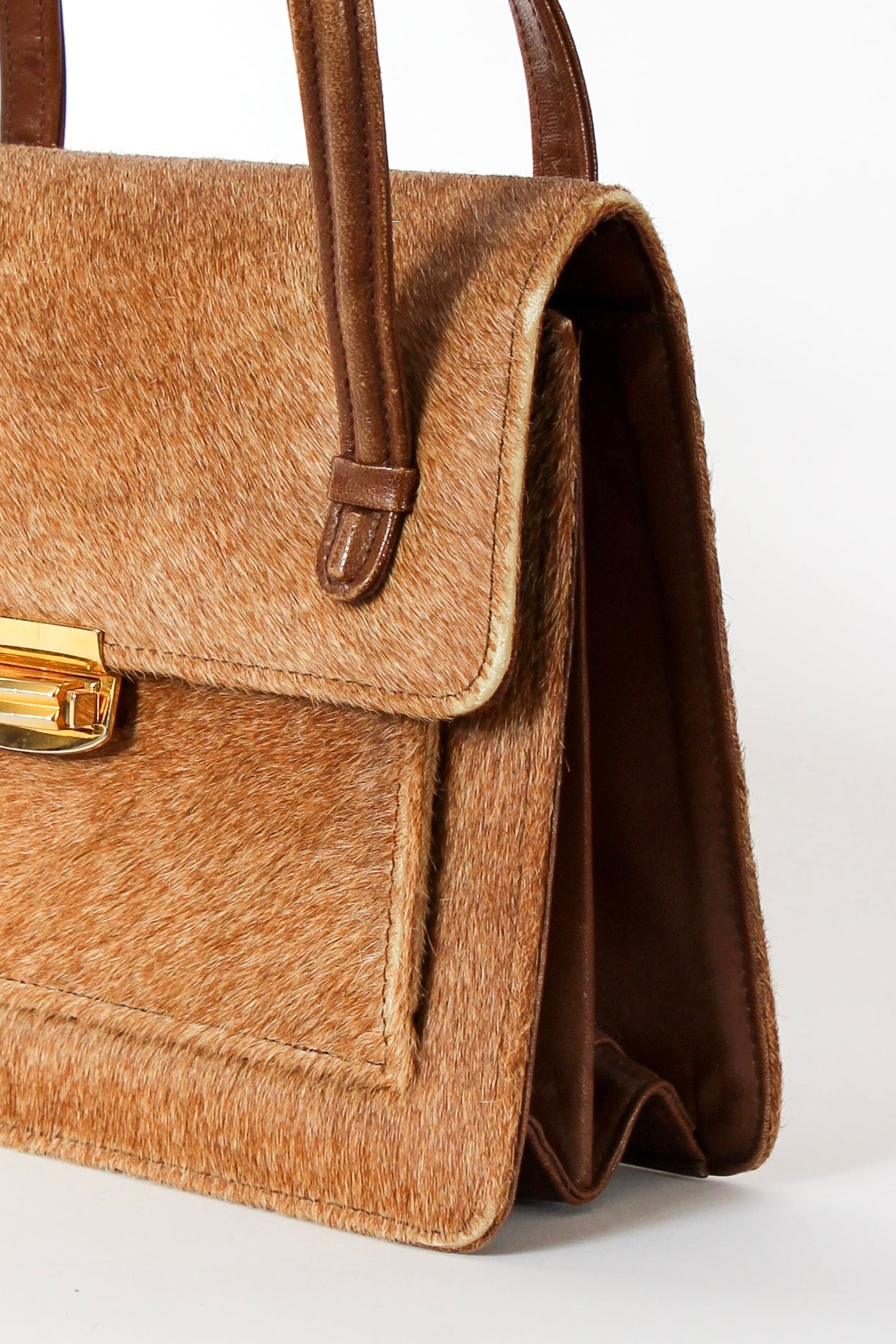 1950s Vintage Fur Top Handle Bag