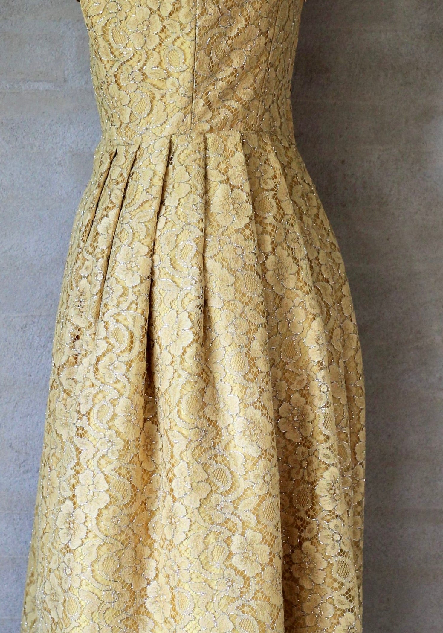 1950s Yellow Lace Dress