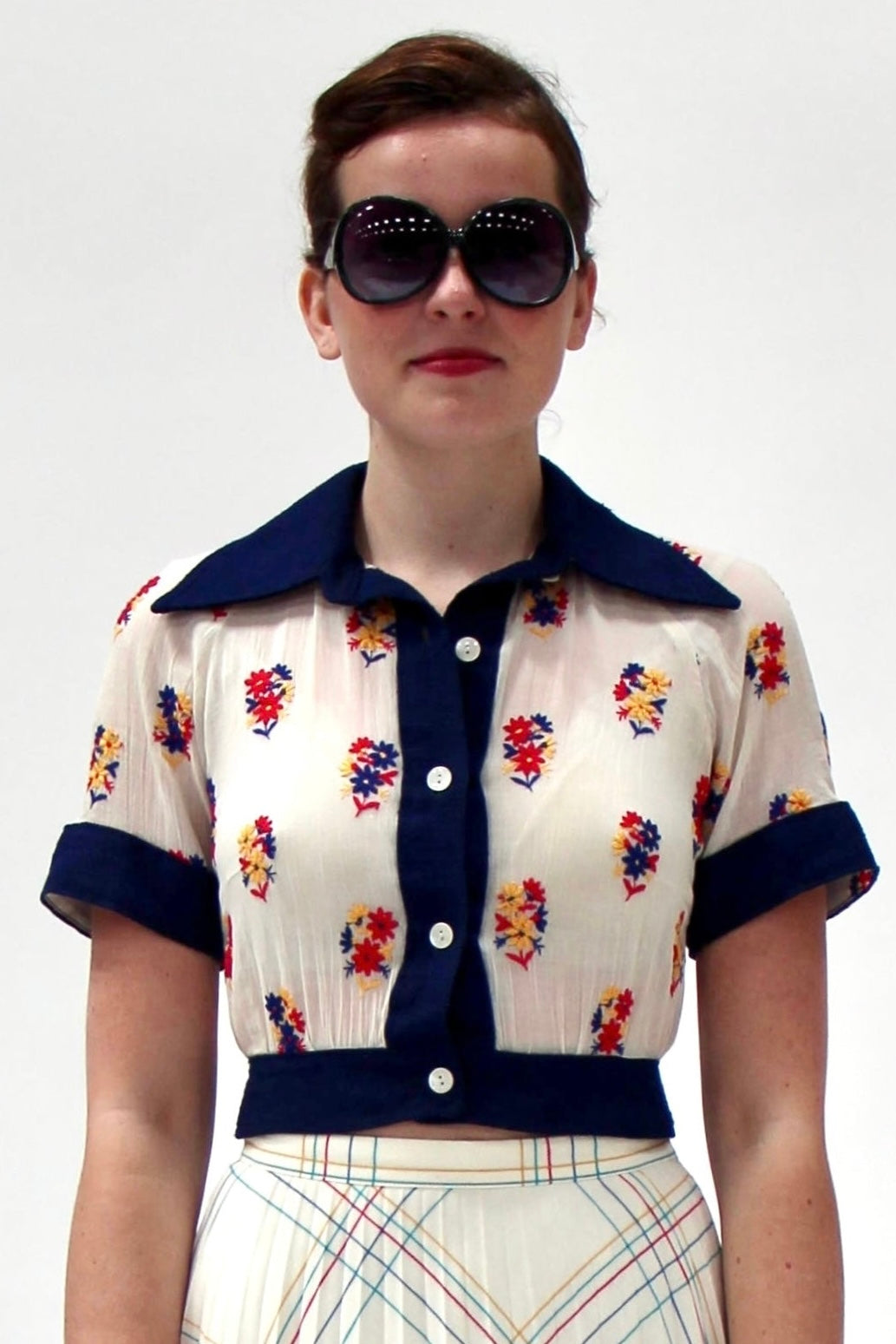 1930s Vintage Cotton Shirt //Size XS/S