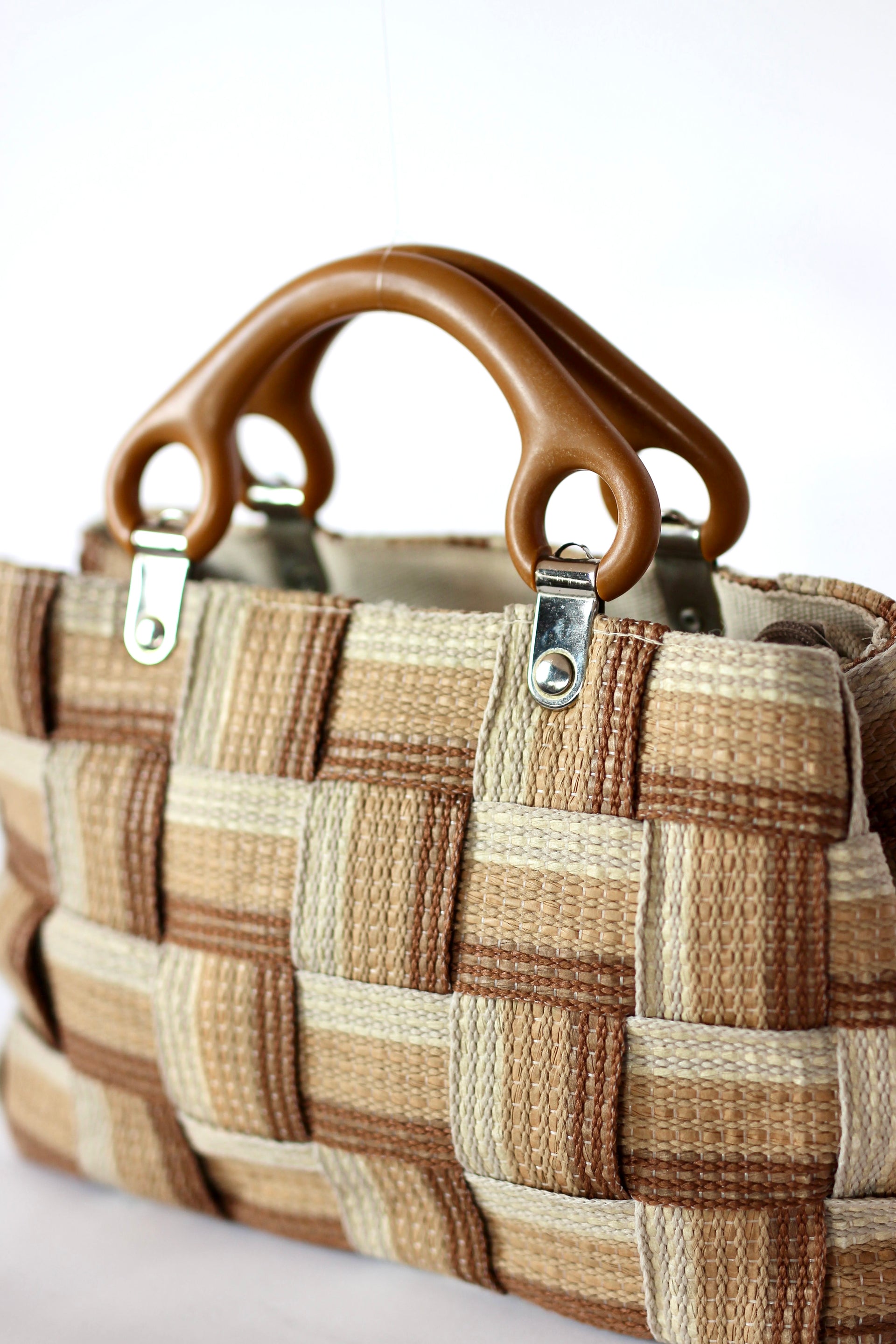 1960s Vintage Italien Bag in Striped Grosgrain