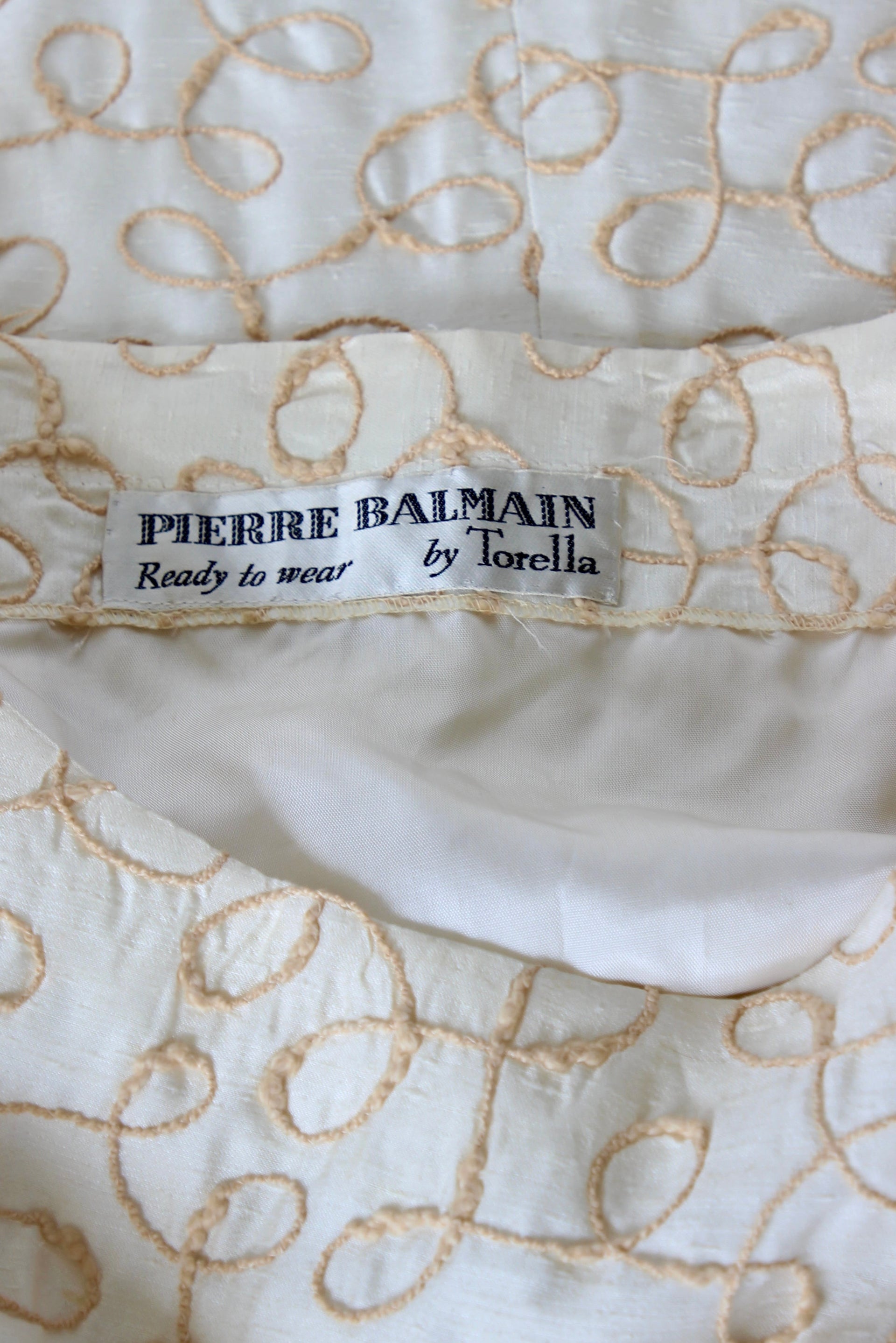 1960s Ivory Designer Cocktali Dress//Size M