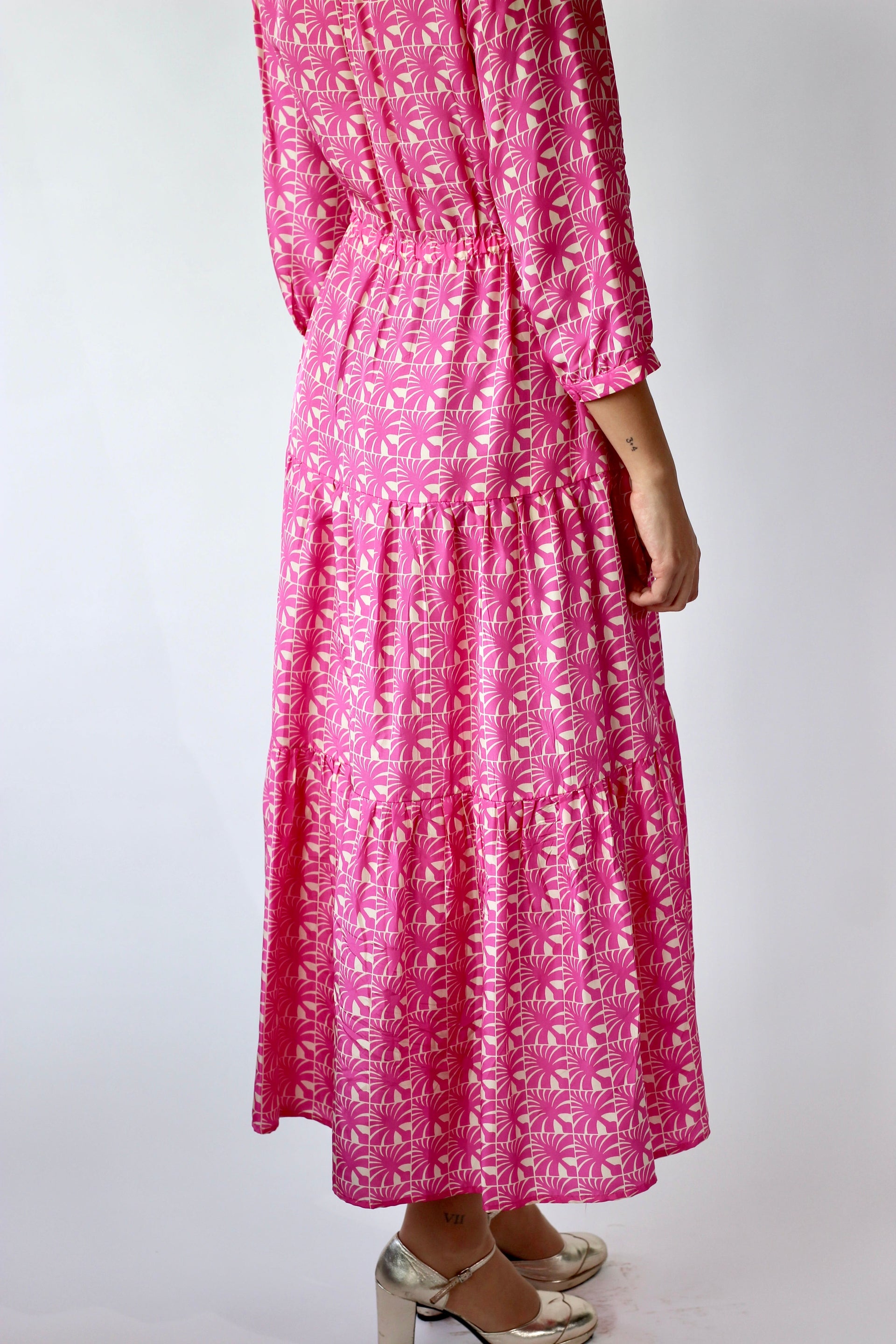 Vintage Pink Silk Dress//Danish Design//Size M
