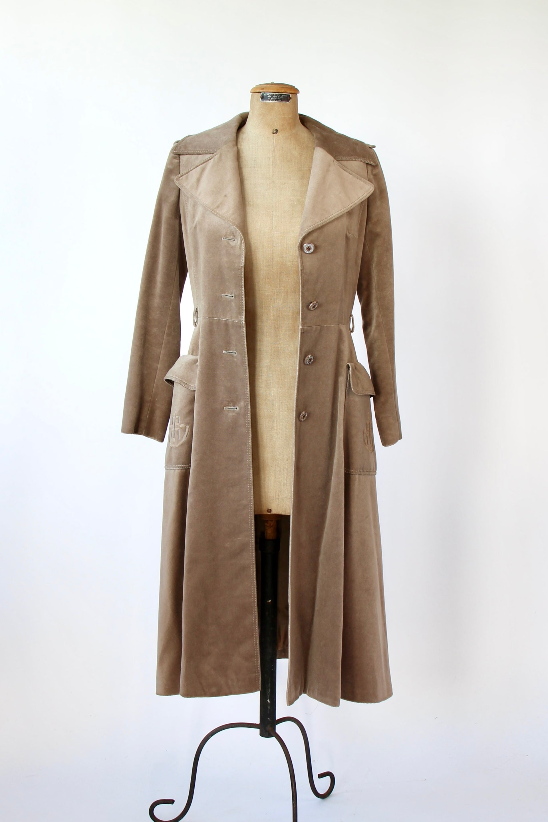 1970s Designer Louis Feraud Brown Velvet Mod Coat // Size S