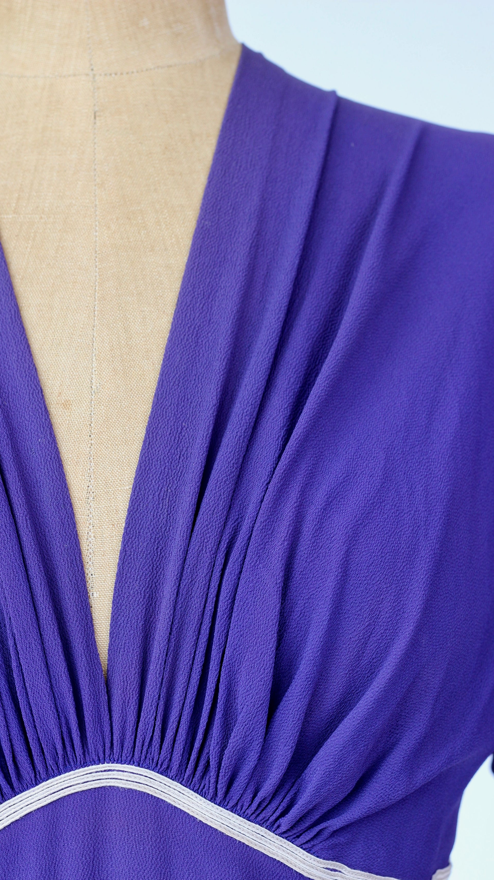 1950s Purple Silk Crepe Dress//Size M