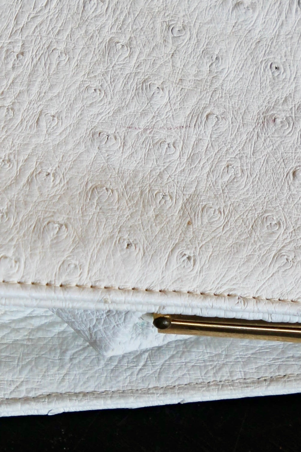 1960s Vintage White Ostrich Leather Top Handle Bag/Purse