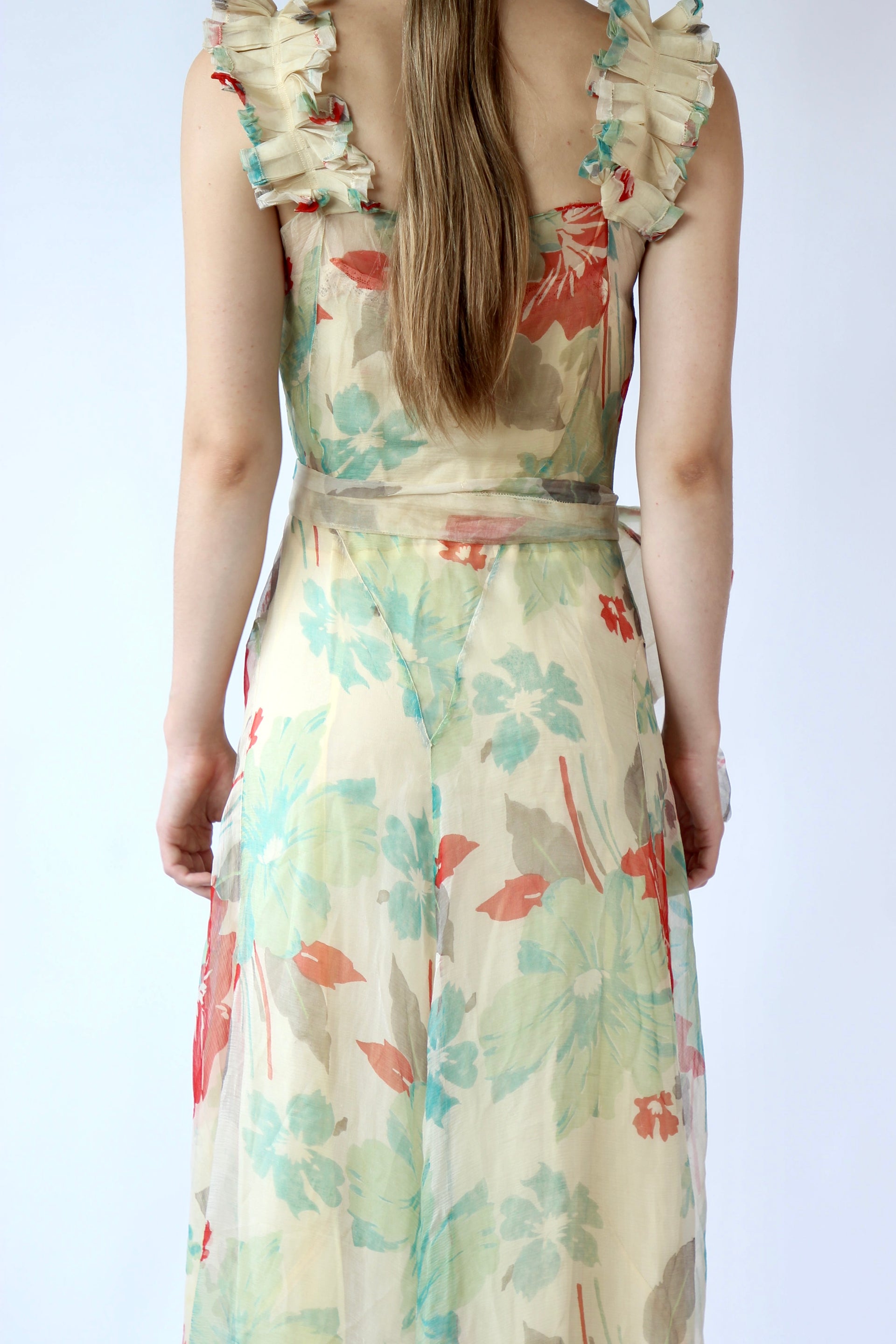 1920s 1930s Vintage Silk Chiffon Dress // Size XS