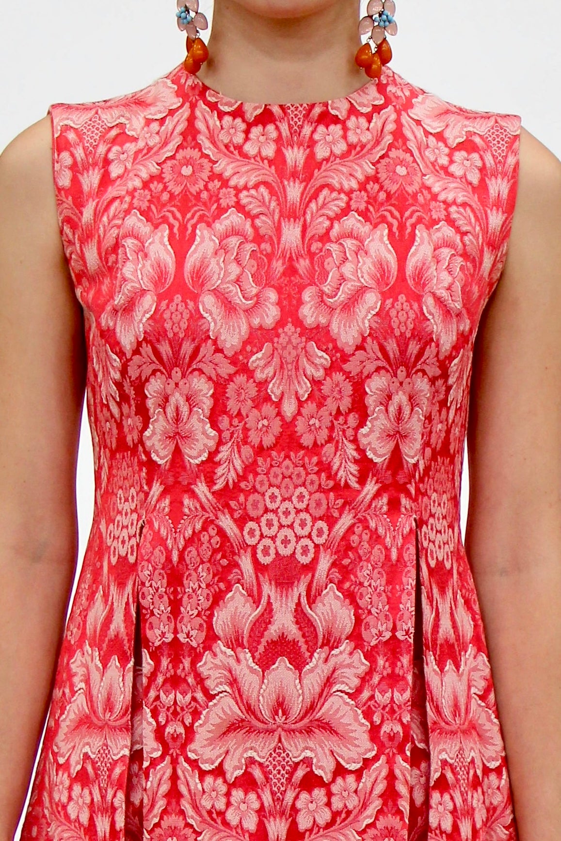 1950s Vintage Red and White Brocade Pantsuit // Size XS