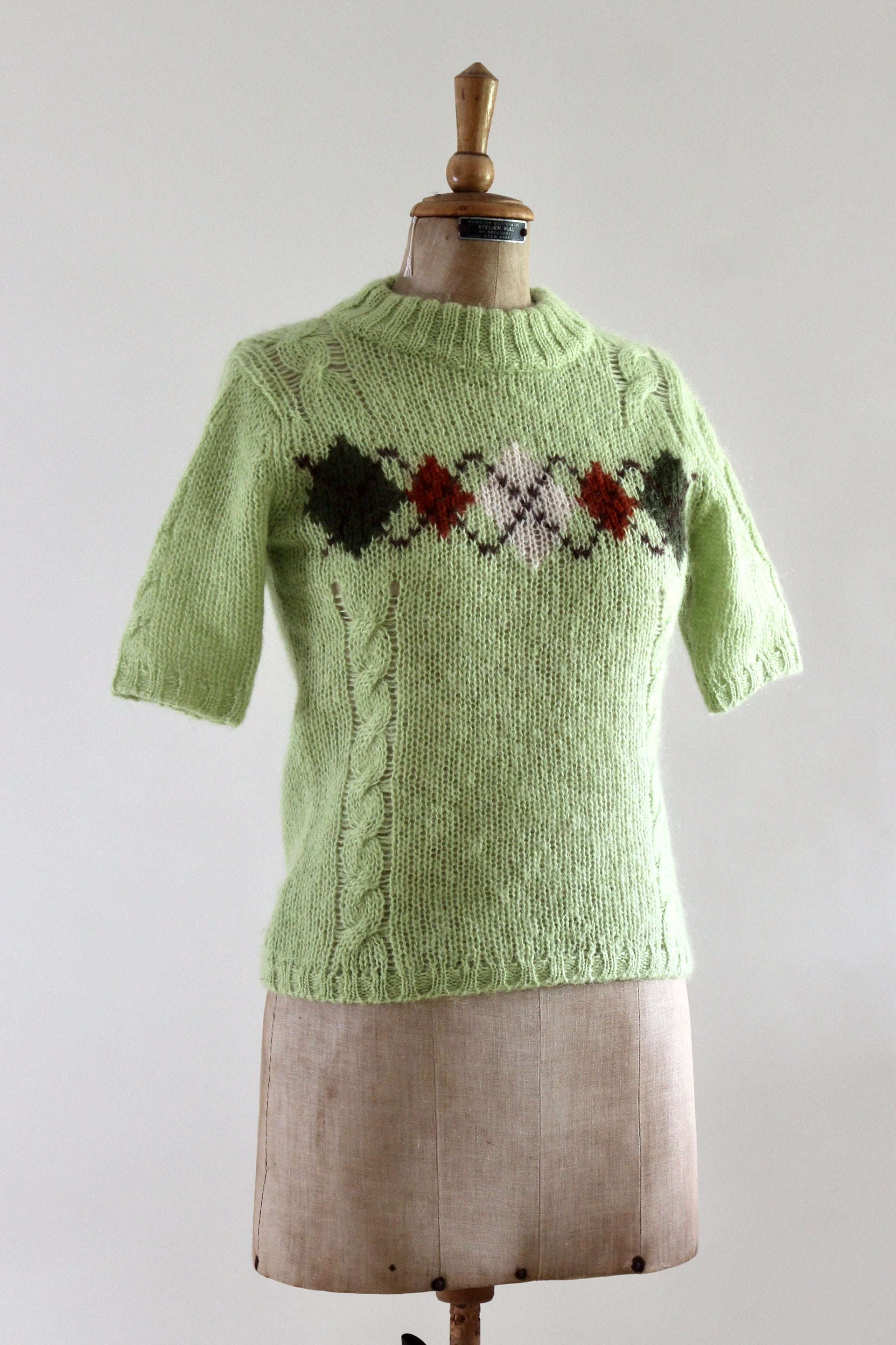 Y2K Vintage Bright Green Wool Knit Top // Japanese Design // Size S/M