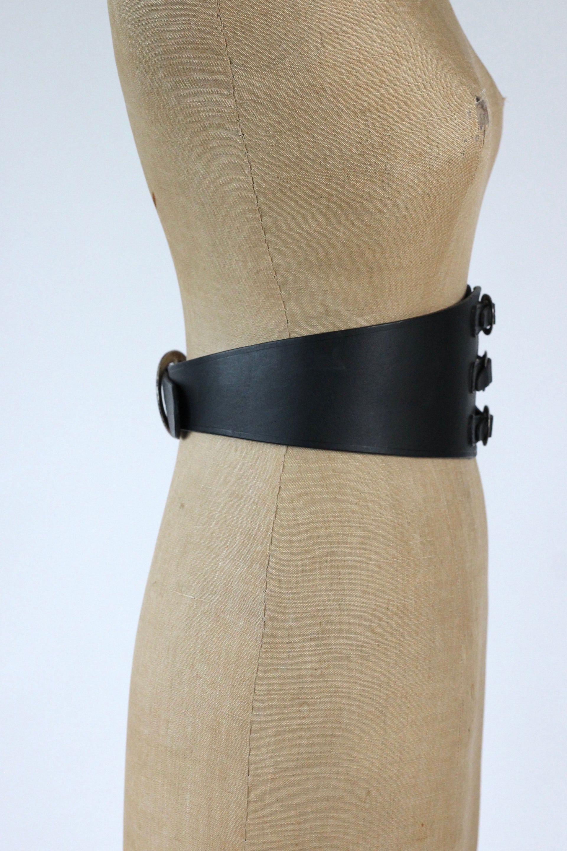 Y2K Vintage Black Wide Leather Belt//Size XS/S