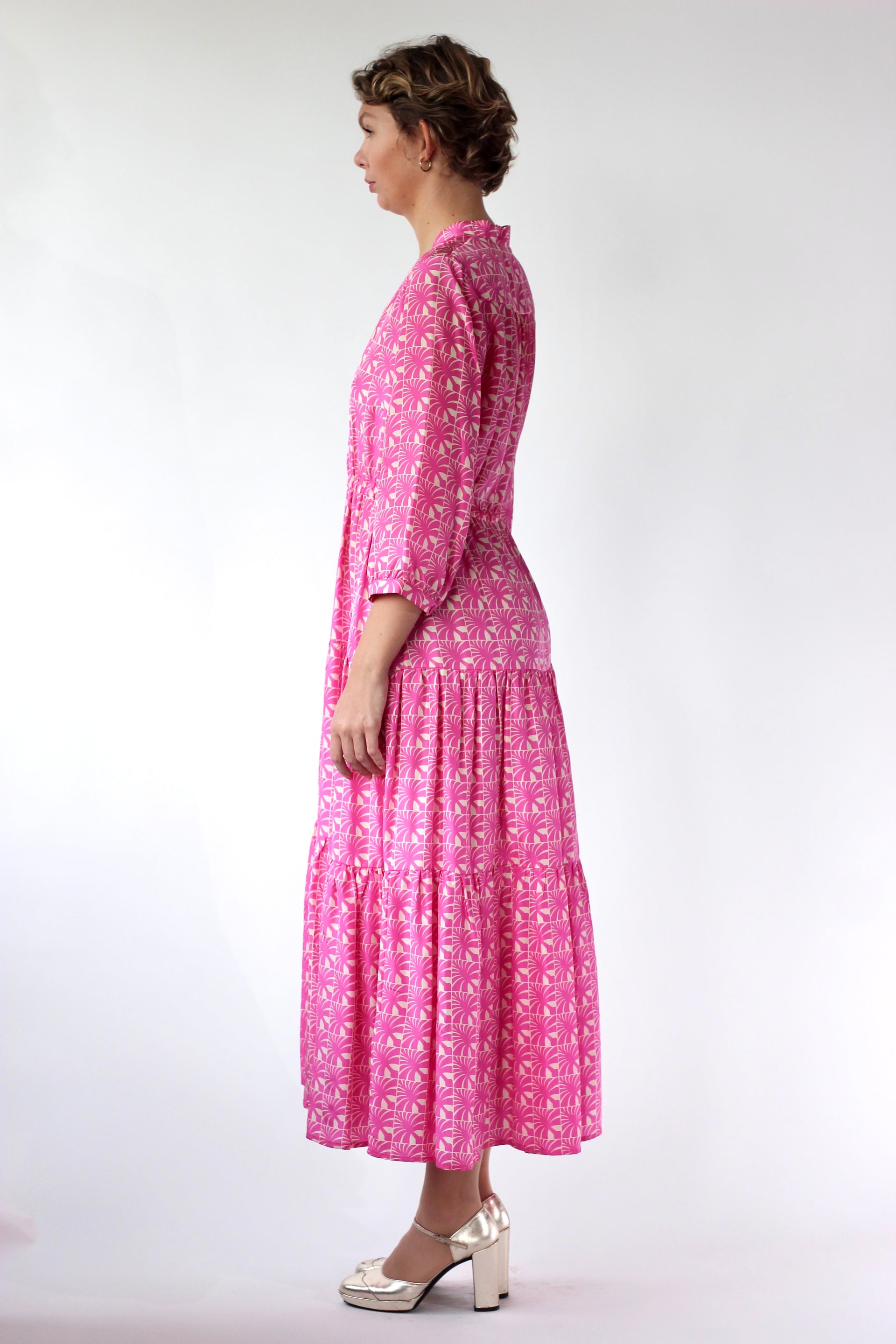 Vintage Pink Silk Dress//Danish Design//Size M
