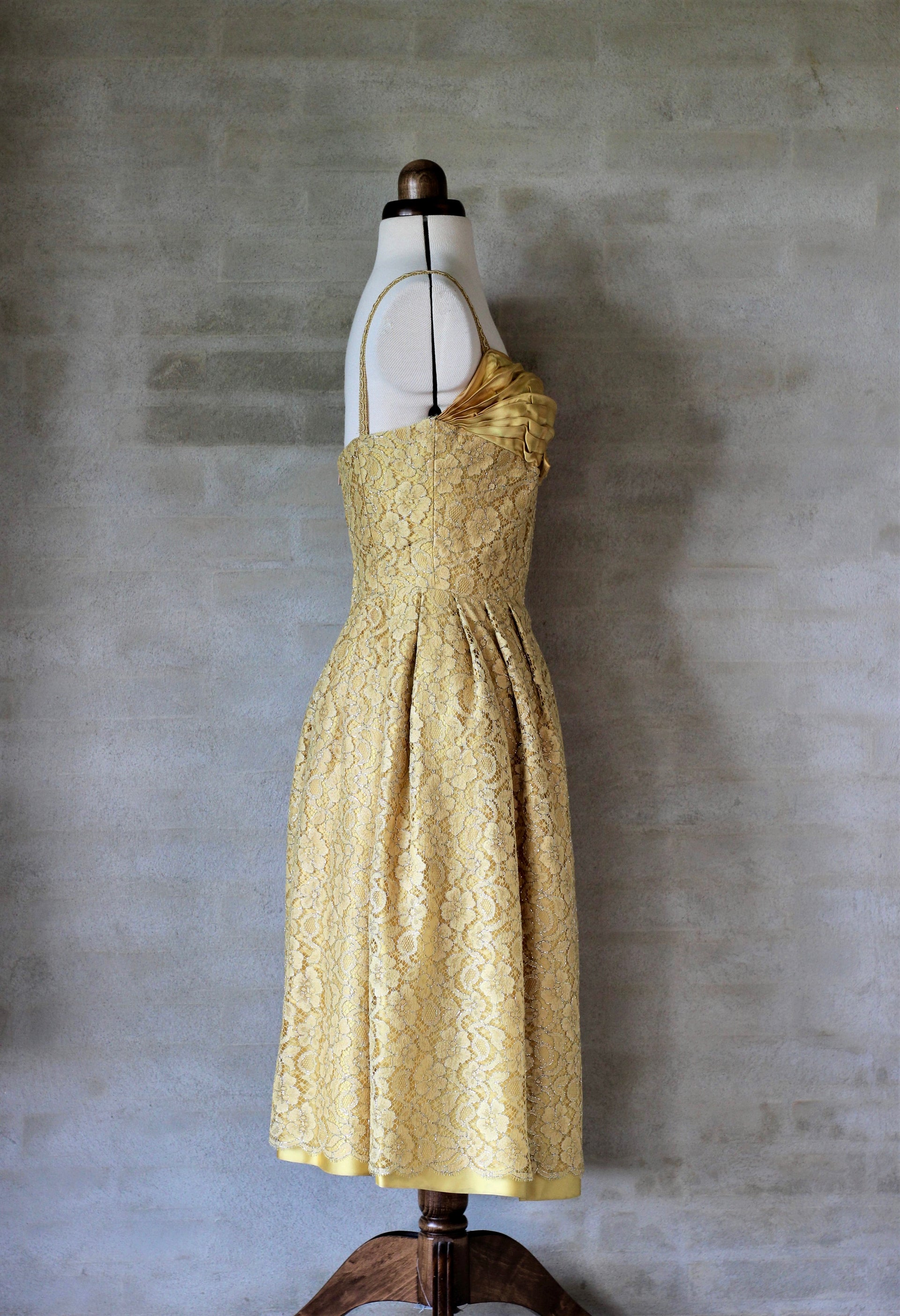1950s Yellow Lace Dress