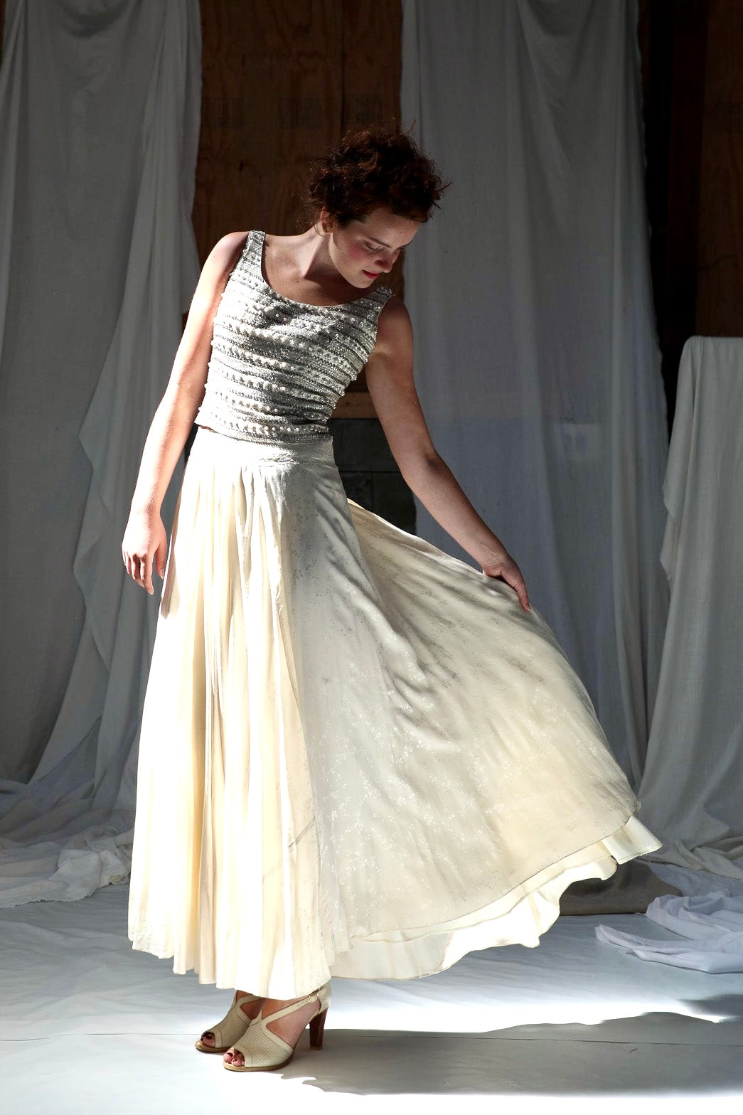 By Waltz Skirt in 1920s Vintage Silk // Size M