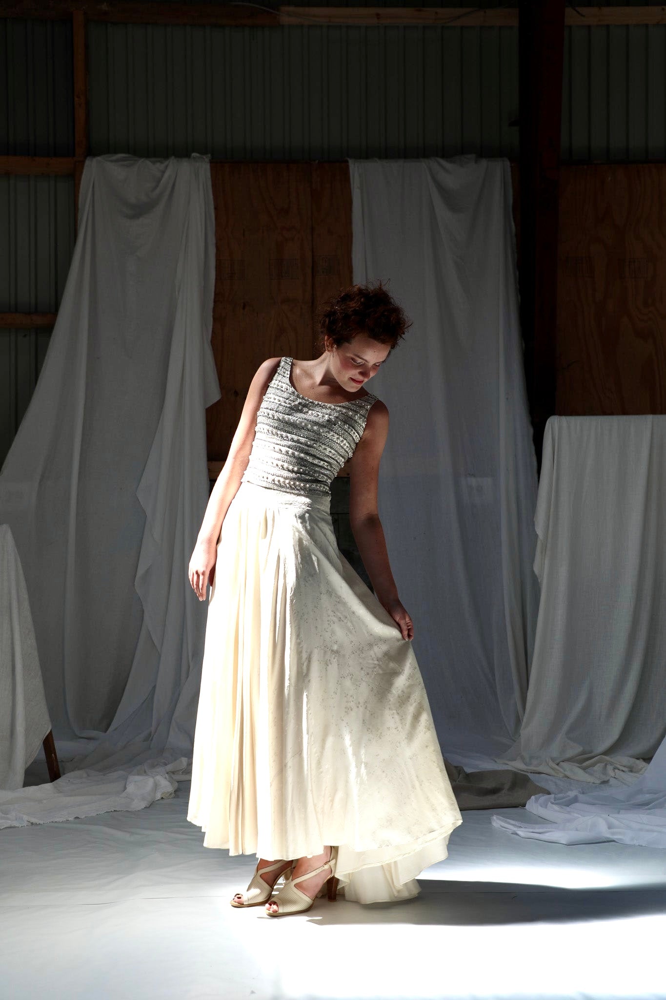 By Waltz Skirt in 1920s Vintage Silk // Size M