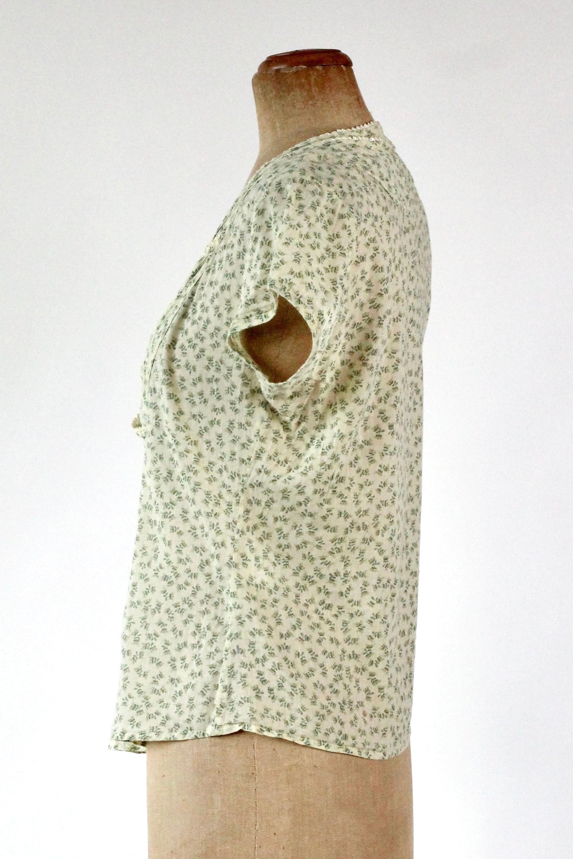 Y2K Vintage Light Yellow Floral Cotton Blouse//Danish Design//Size S/M