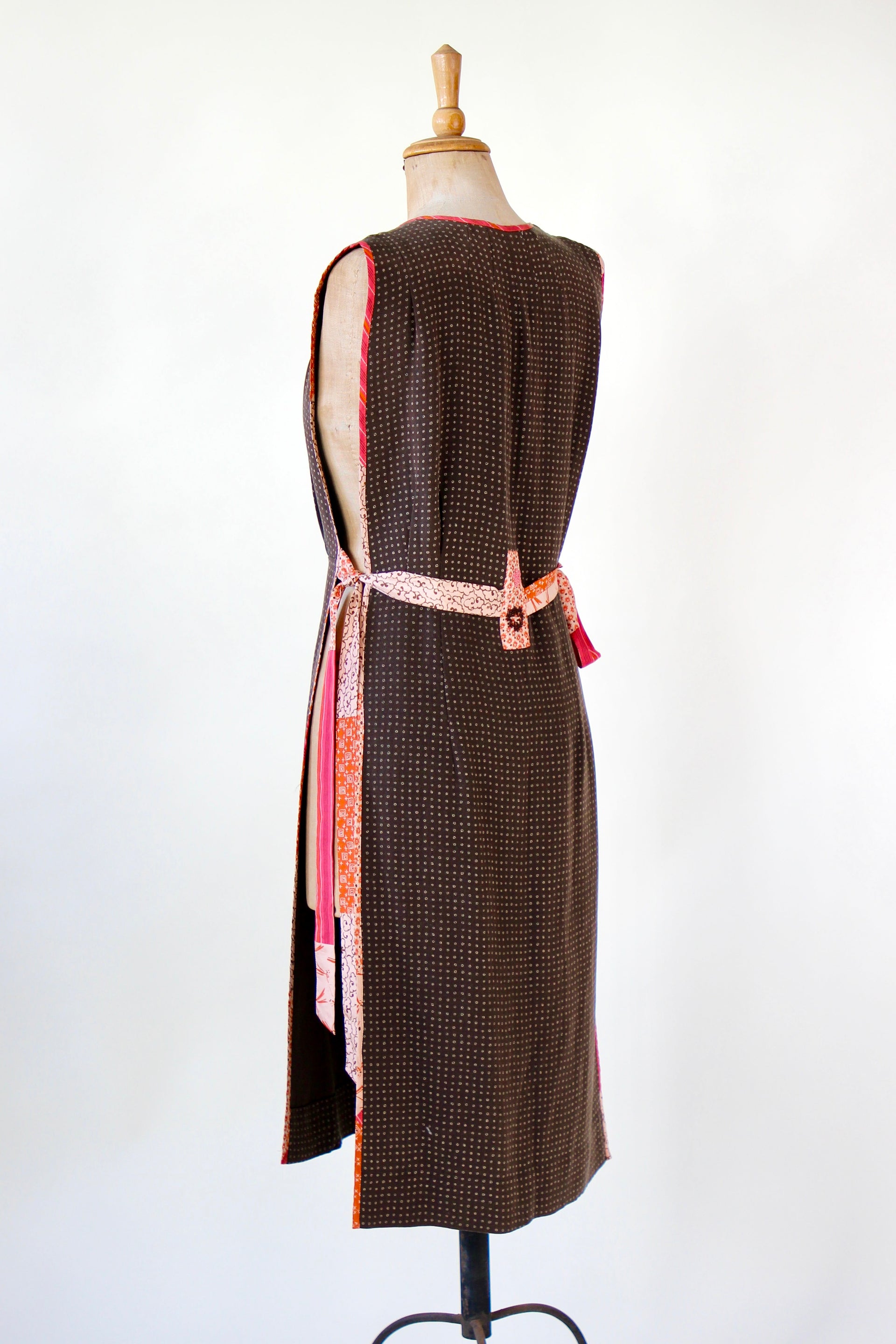 Y2K Vintage Brown Open Silk Dress//Danish Design//Size M