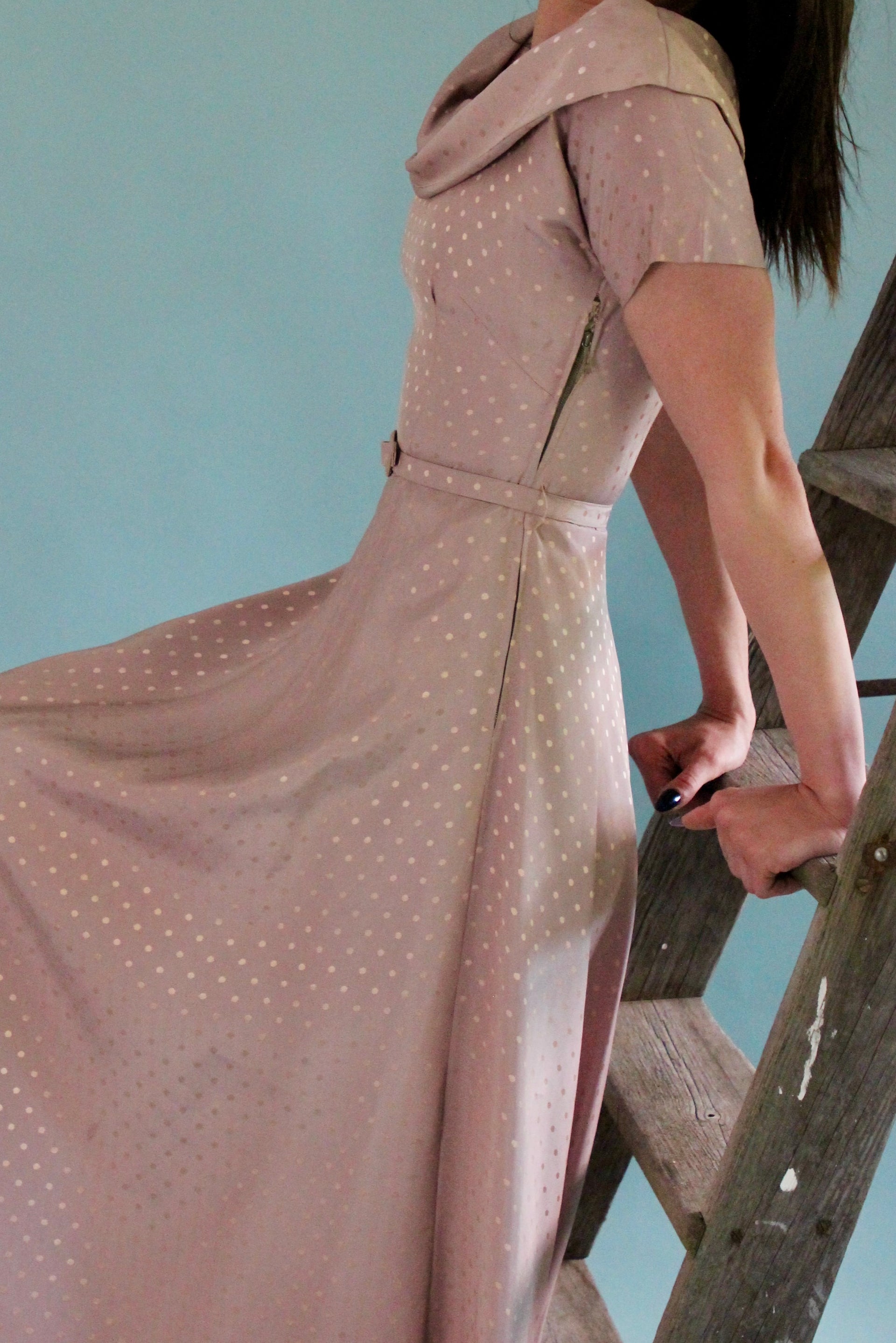 1940s Pale Pink Evening Gown//Size XS