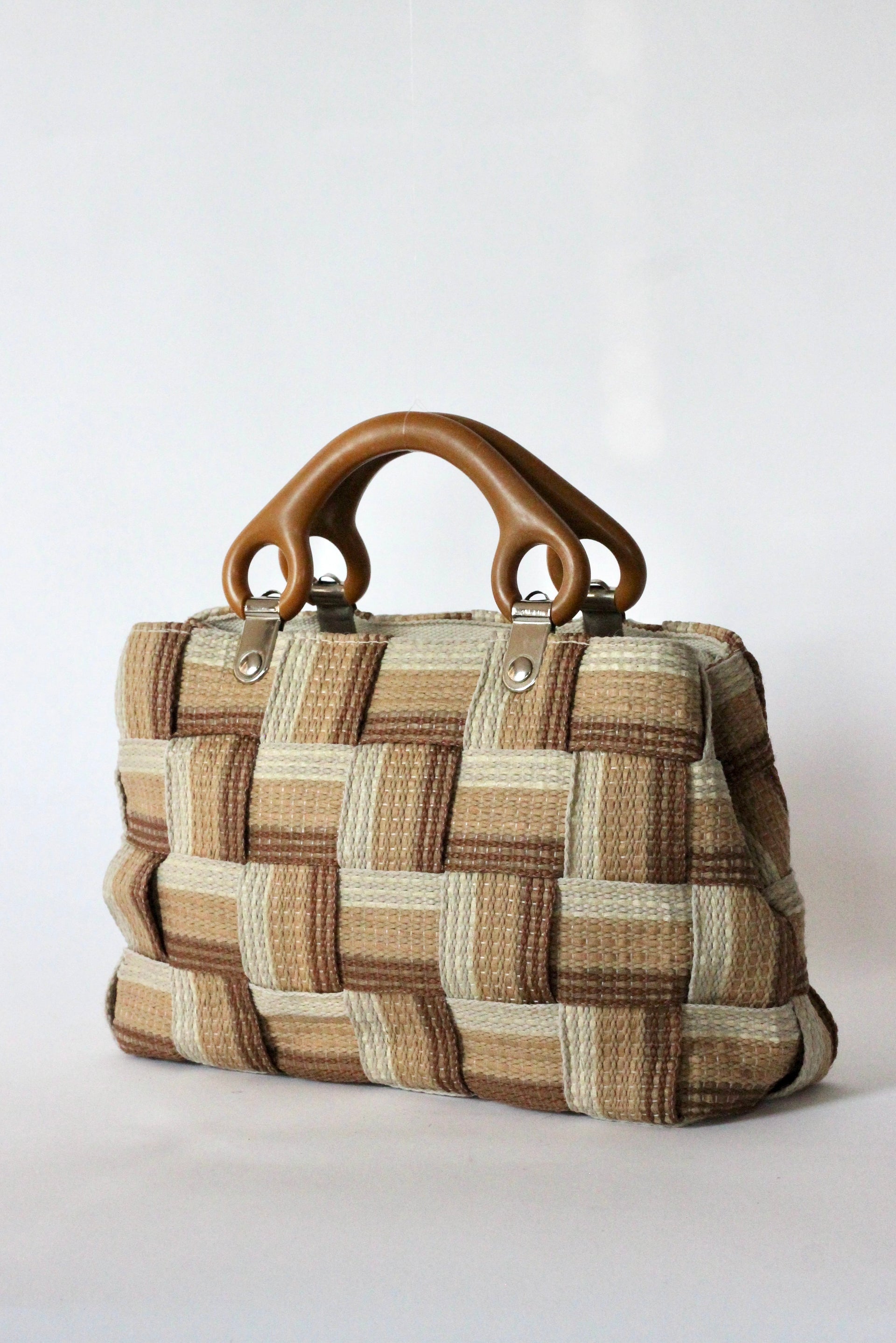 1960s Vintage Italien Bag in Striped Grosgrain