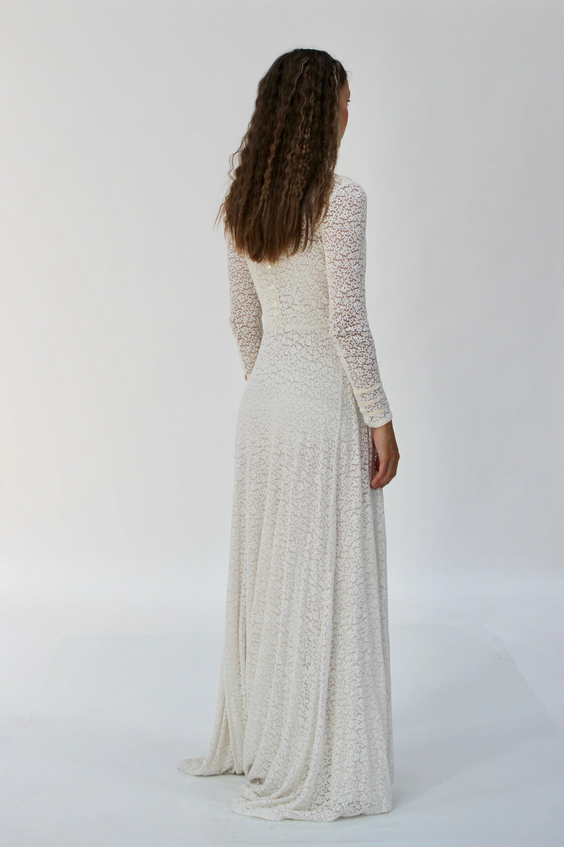 1920s 1930s Vintage Lace Wedding Dress // Size XS