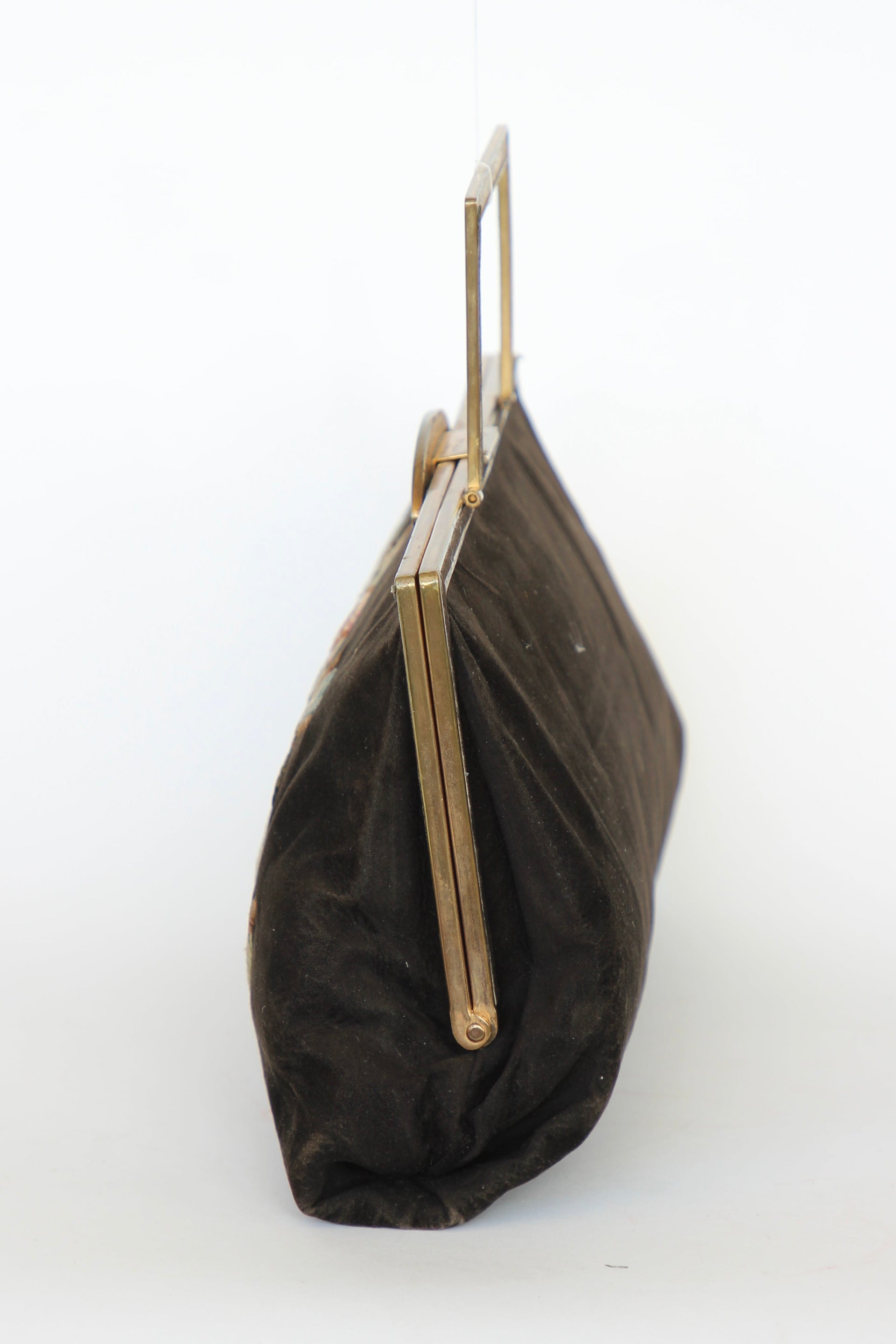 1930s Brown Suede Leather Top Handle Bag