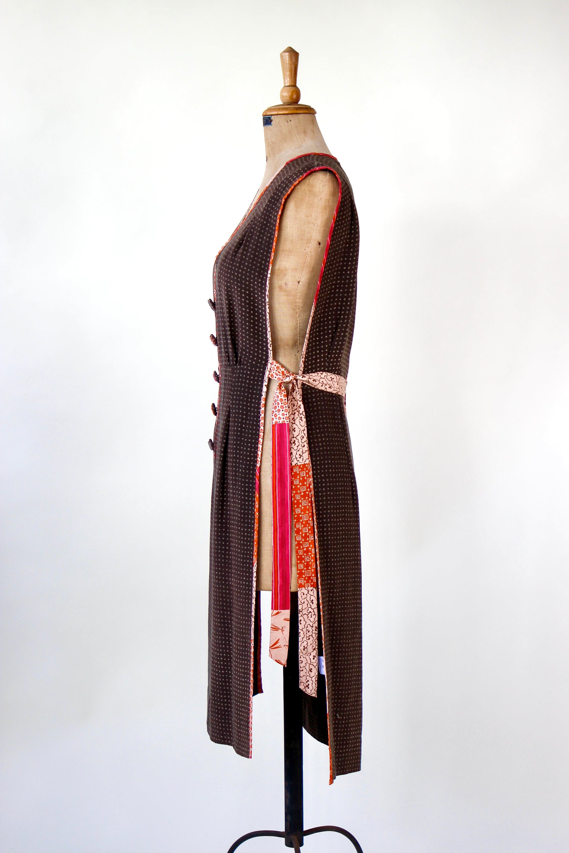 Y2K Vintage Brown Open Silk Dress//Danish Design//Size M