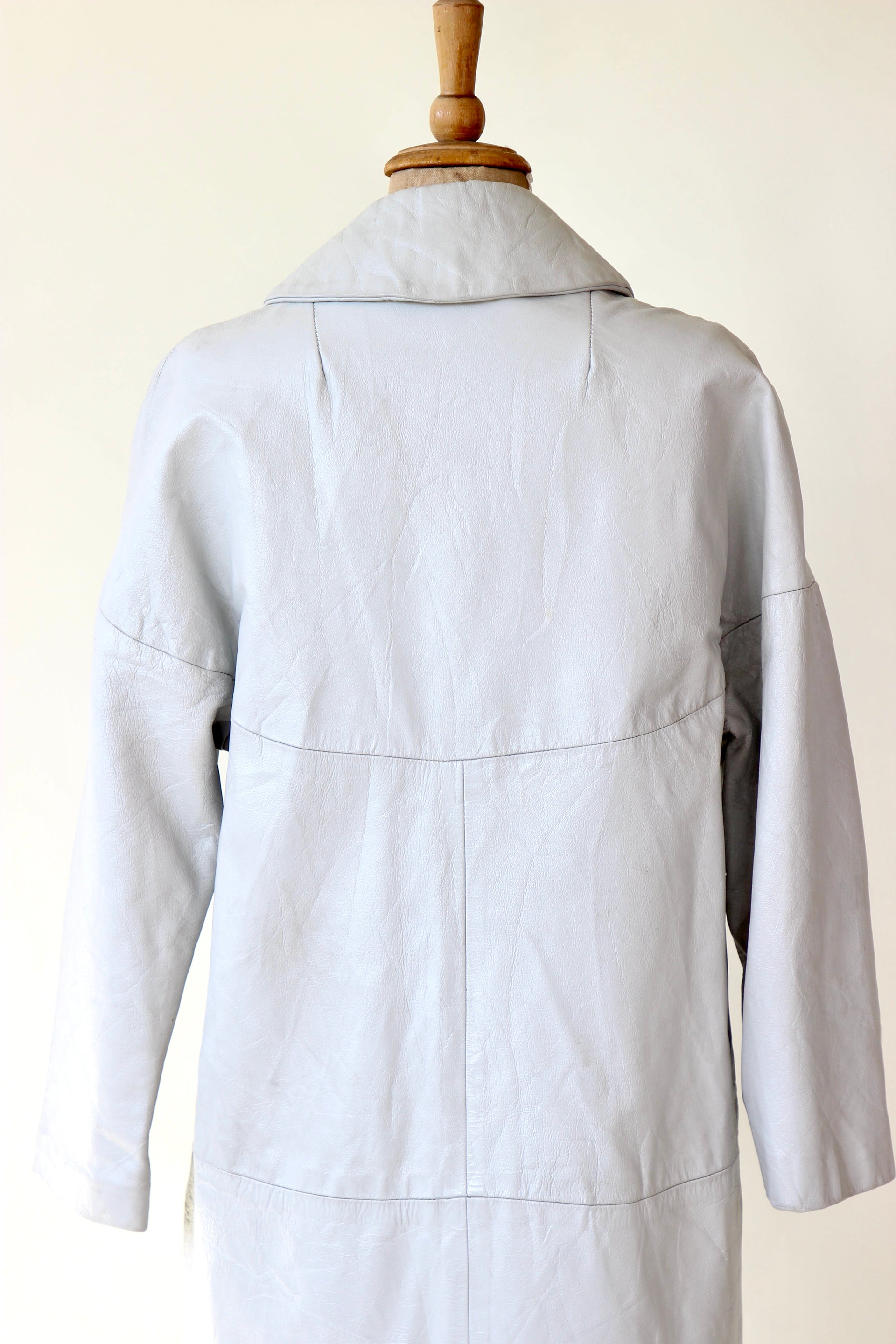 1950s Vintage Light Grey Leather Swing Coat // Size M/L