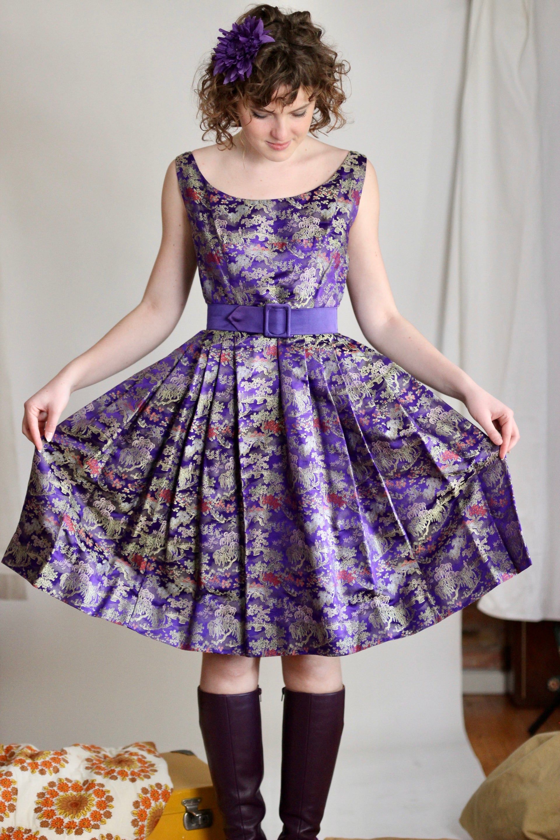 1950s purple dress A Vintage Vogue Favourite / Custom Made Dress Retro 50s Made to Measure Pinup Clothing