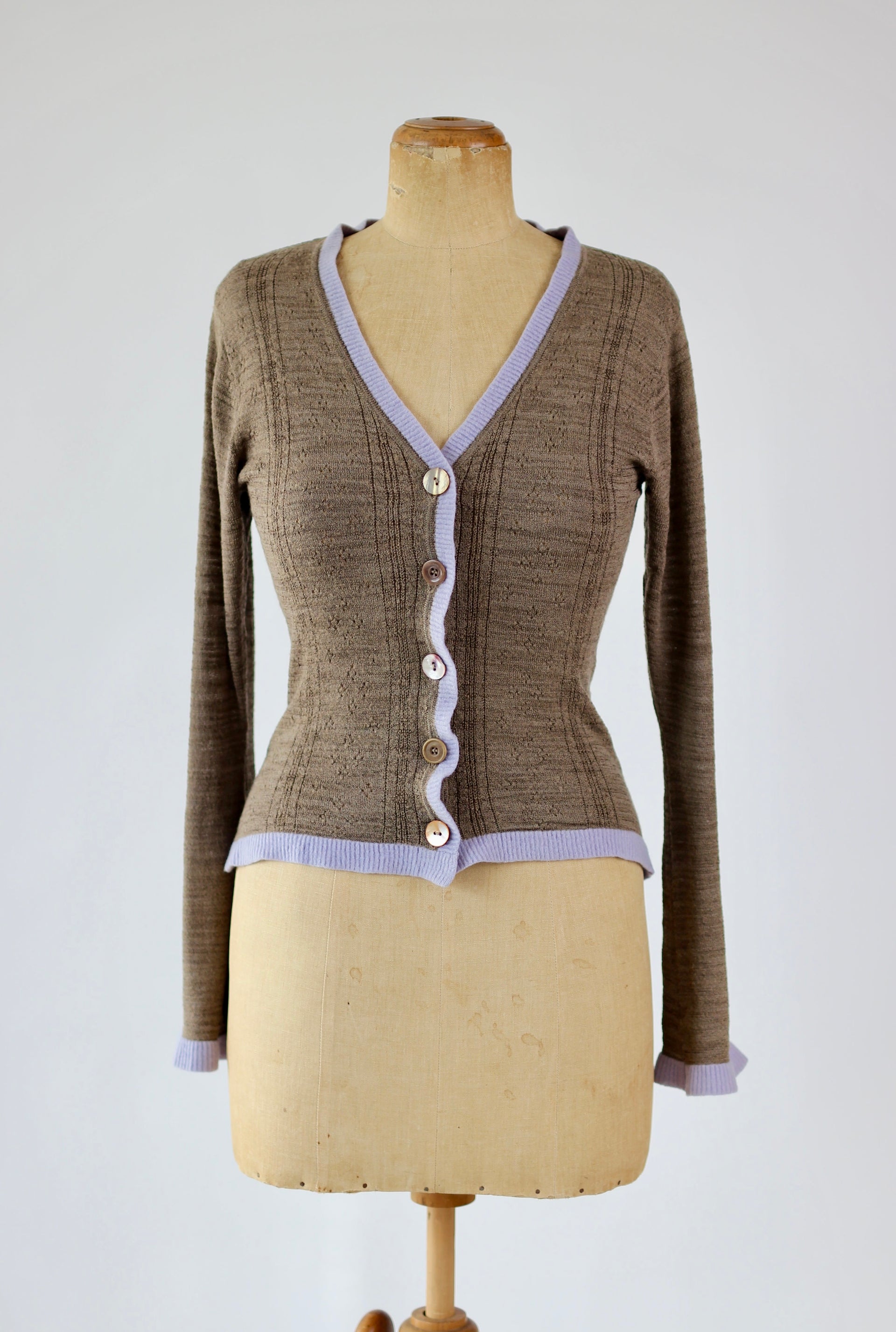 Y2K Vintage Brown Knitted Cardigan//Danish Design//Size S