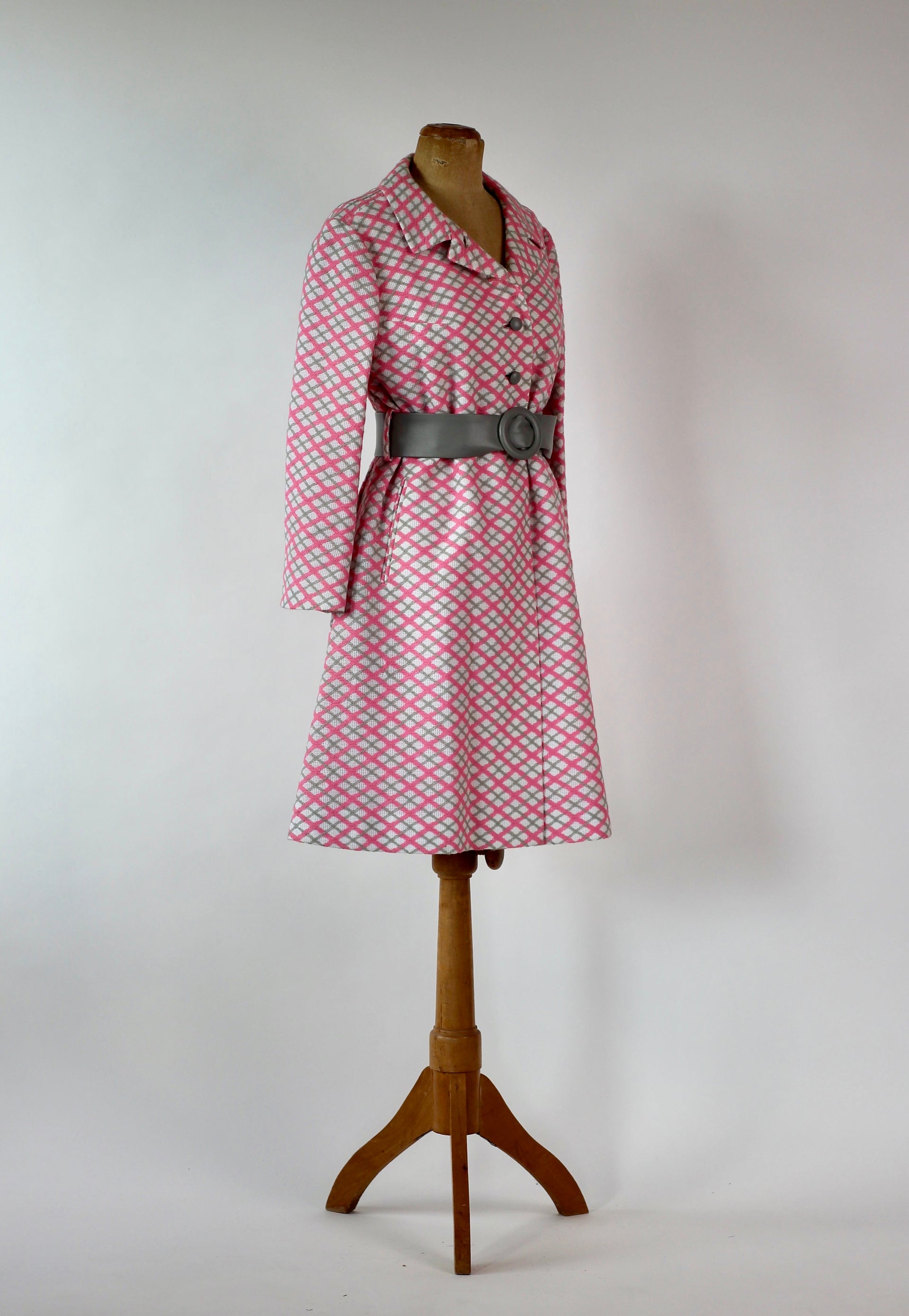 1960s Designer Mod Coat in Harlequin Pattern // Size L