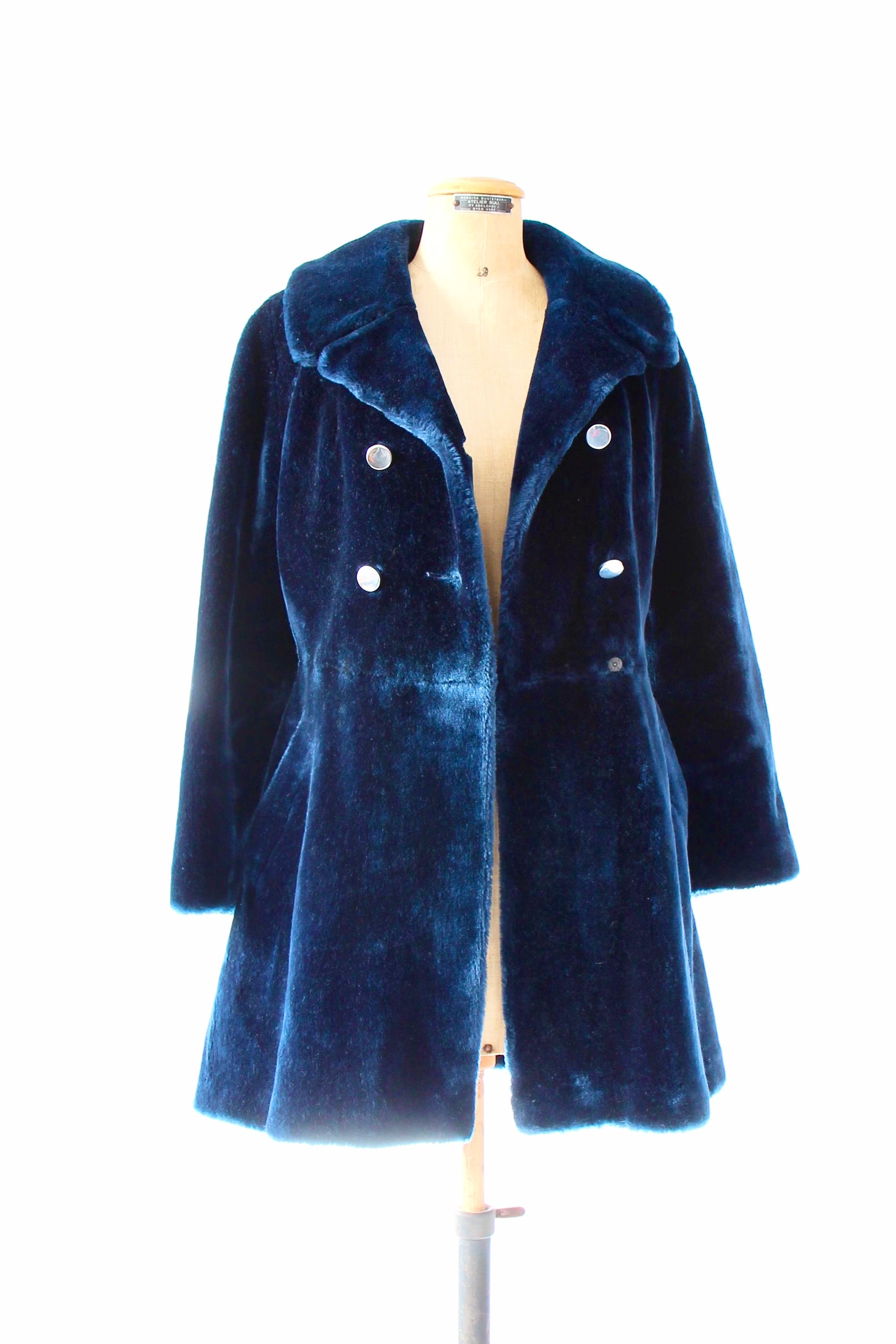 1960s Vintage Blue Faux Fur / Size S