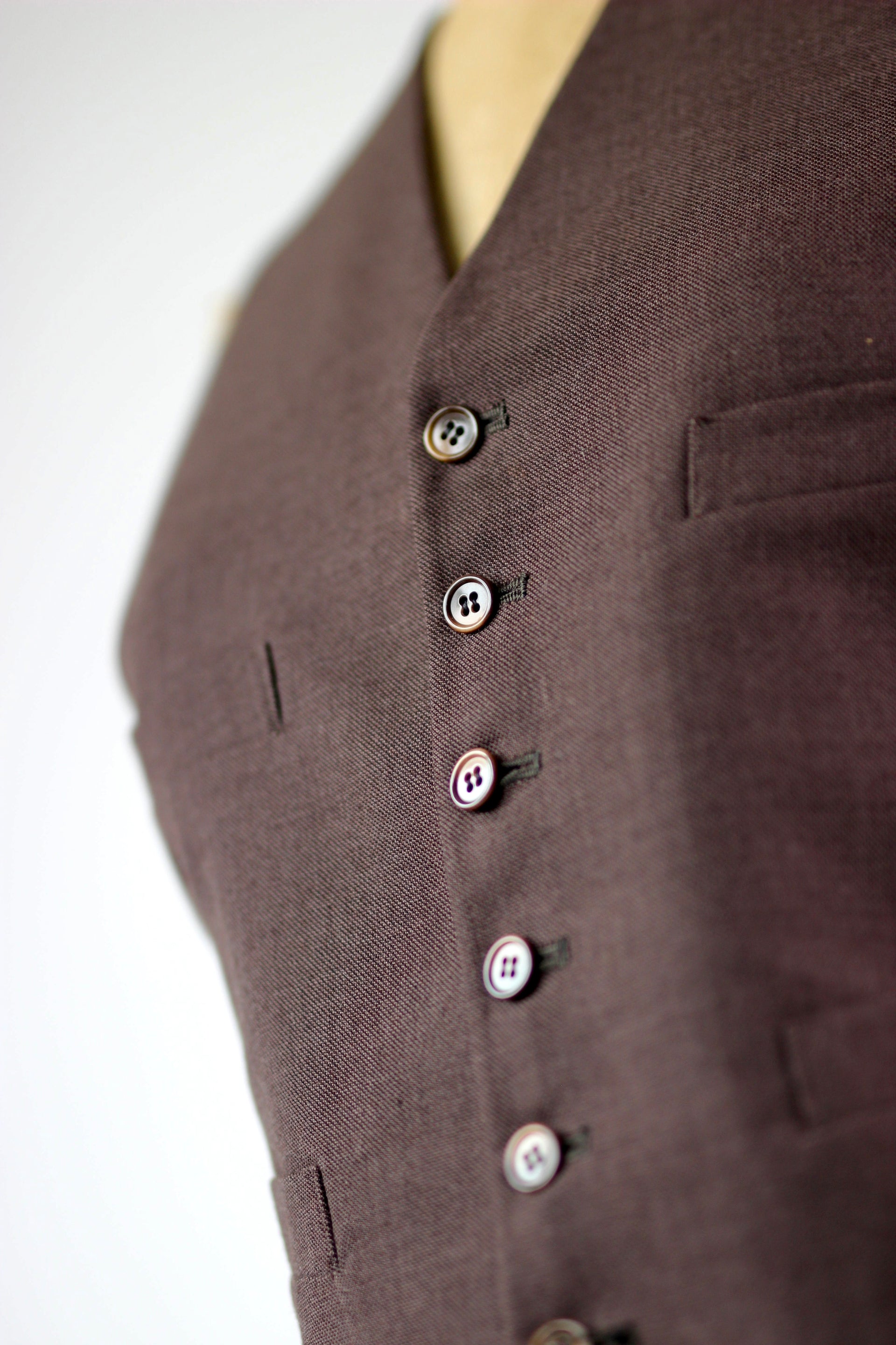 1930s Brown Tailored Wool Waistcoat//Size M/L