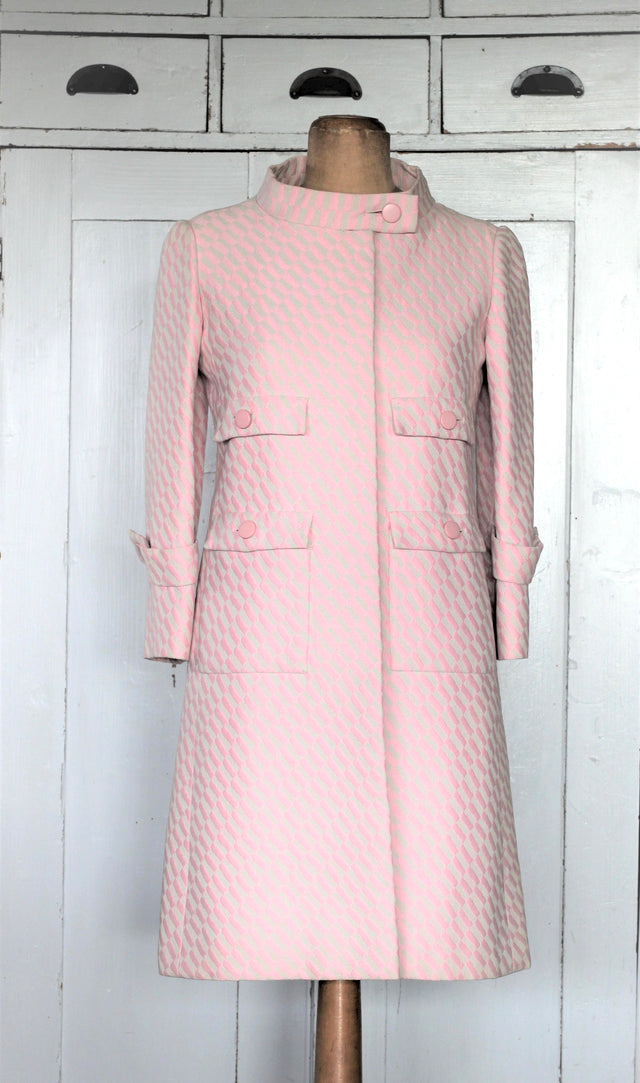 1960s Vintage Nina Ricci Pink Mod Coat
