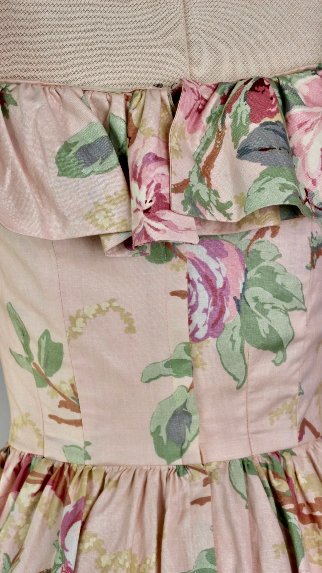 1980s Vintage Sleeveless Floral Dress//Corsage Top//Size S