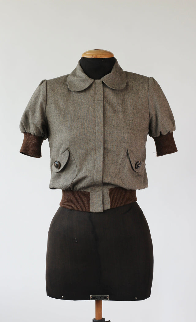 Vintage Short Sleeved Crop Jacket // Danish Design / /Size S