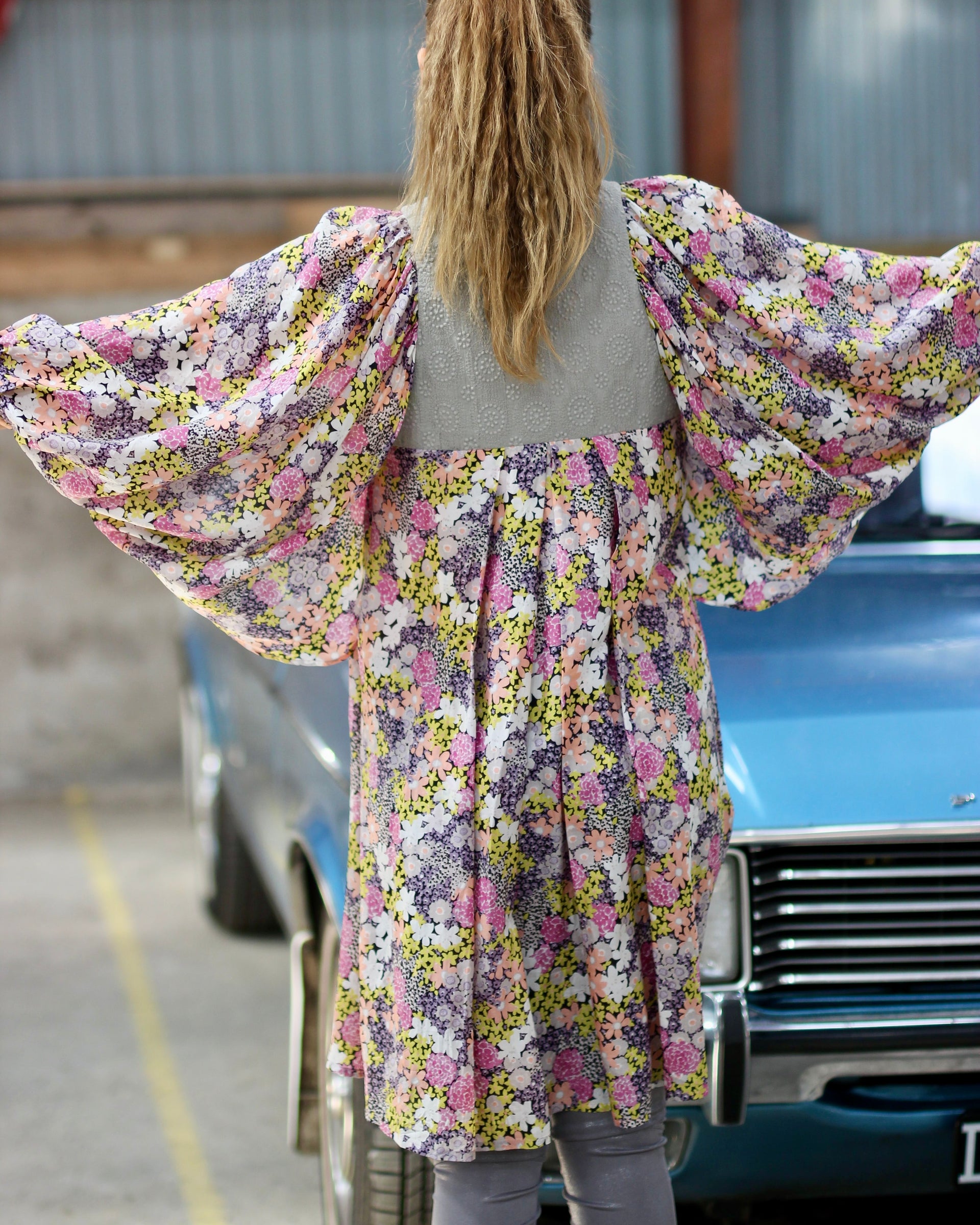 Y2K Flower Silk Dress//Danish Design//Size M