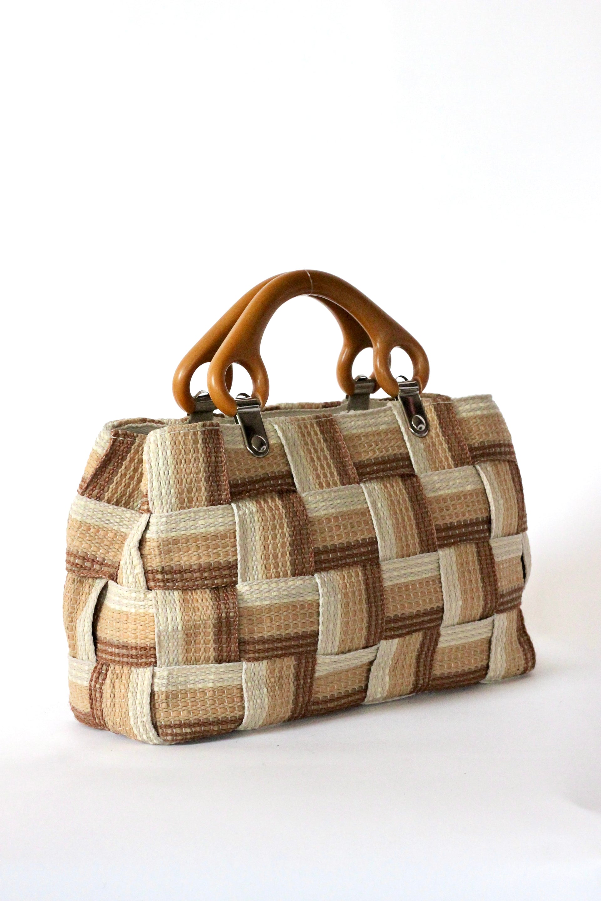 1960s Vintage Italien Bag in Striped Grosgrain
