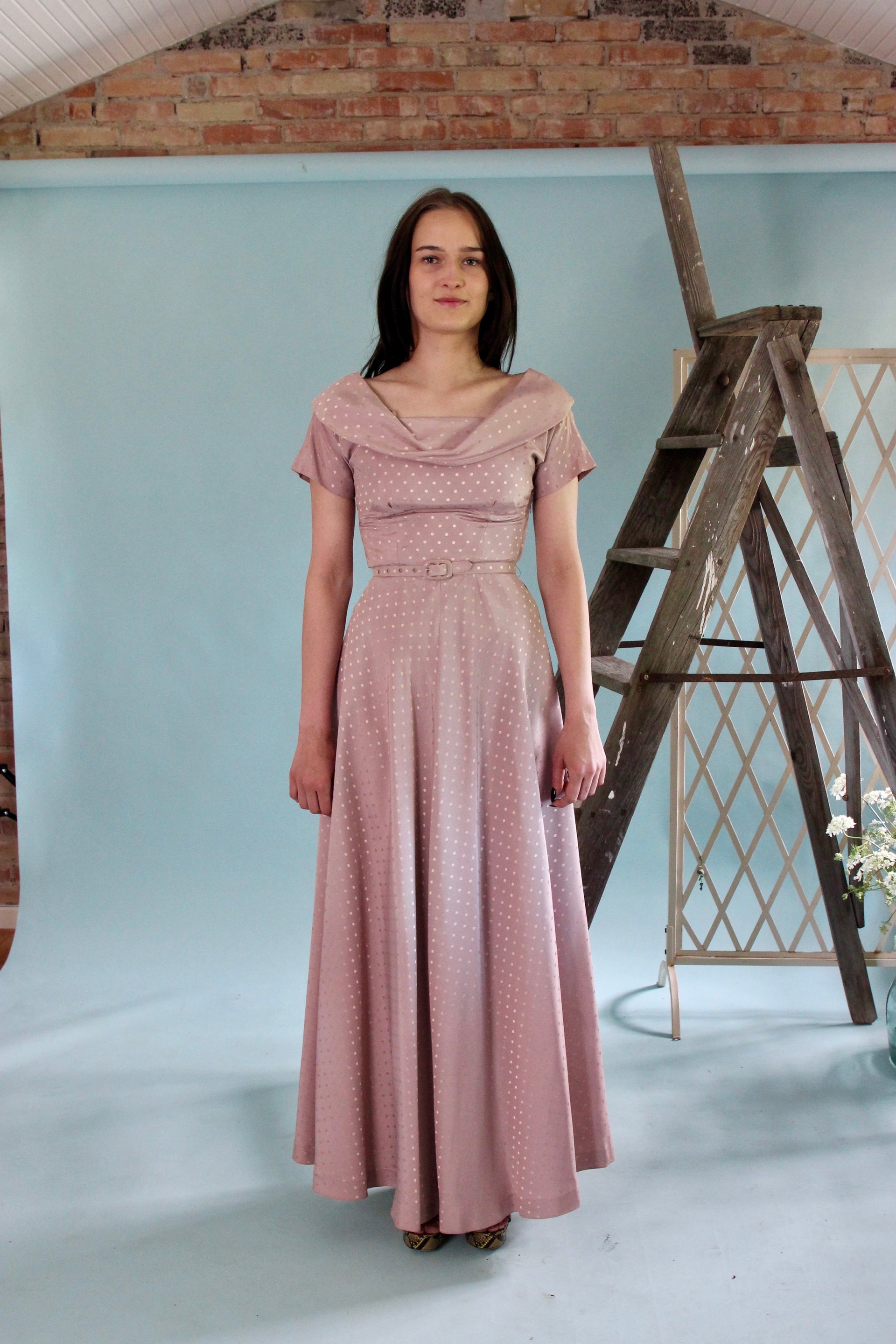 1940s Pale Pink Evening Gown//Size XS
