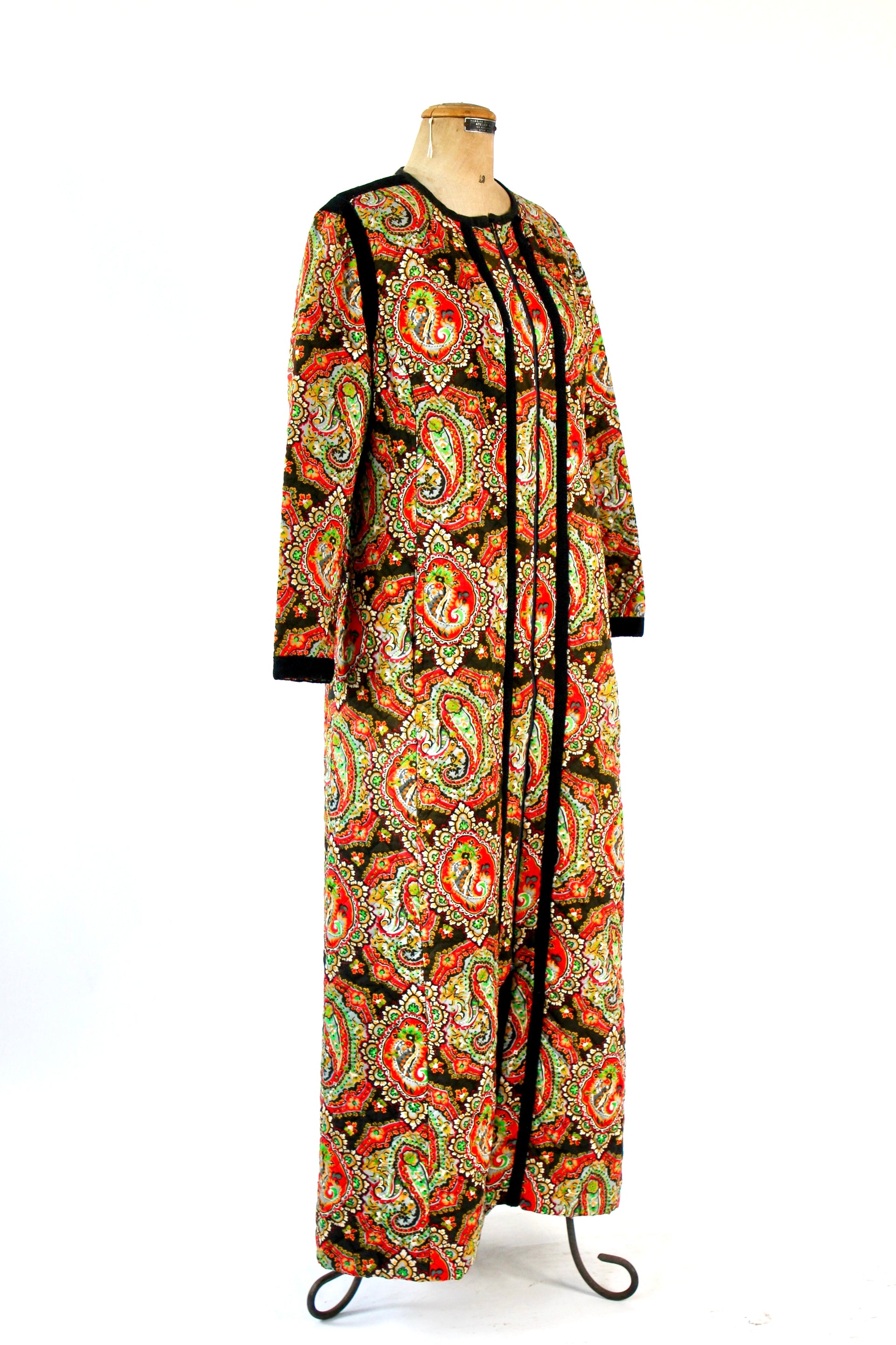1960s 1970s Vintage Quilted Maxi Dress / Coat//Size M