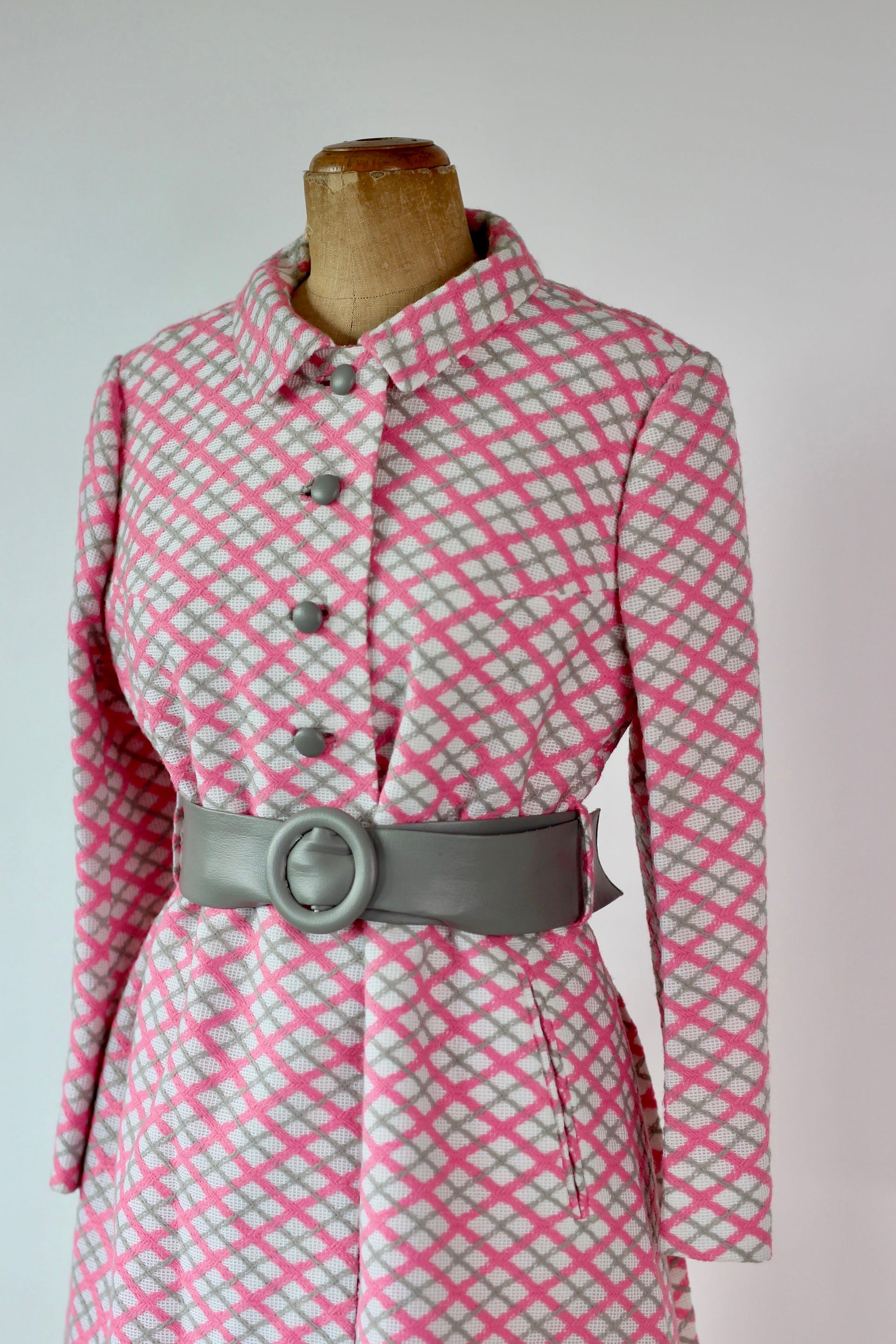 1960s Designer Mod Coat in Harlequin Pattern // Size L