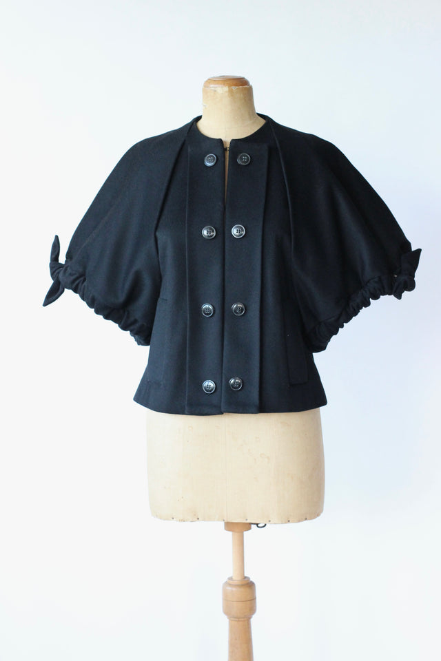 Vintage Black Wool Jacket with Butterfly Sleeves // Baum und Pferdgarten // Size M
