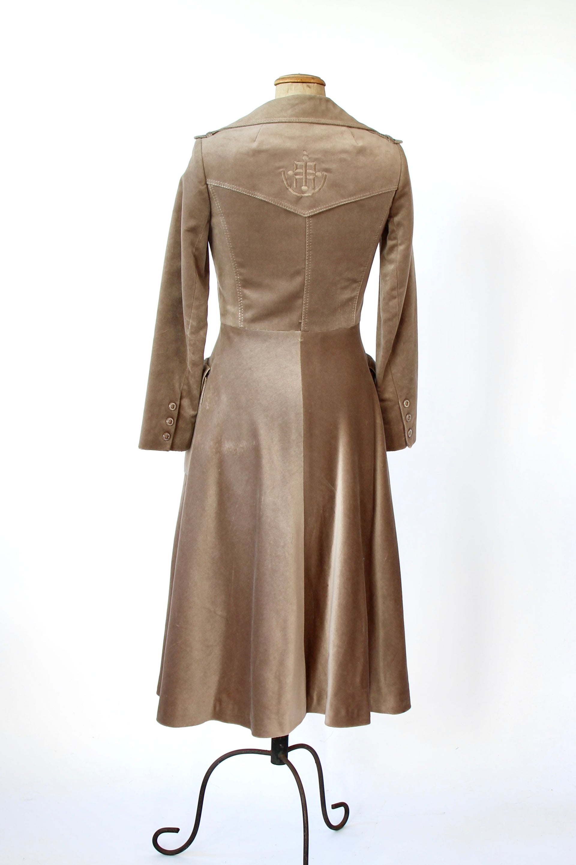 1970s Designer Louis Feraud Brown Velvet Mod Coat // Size S