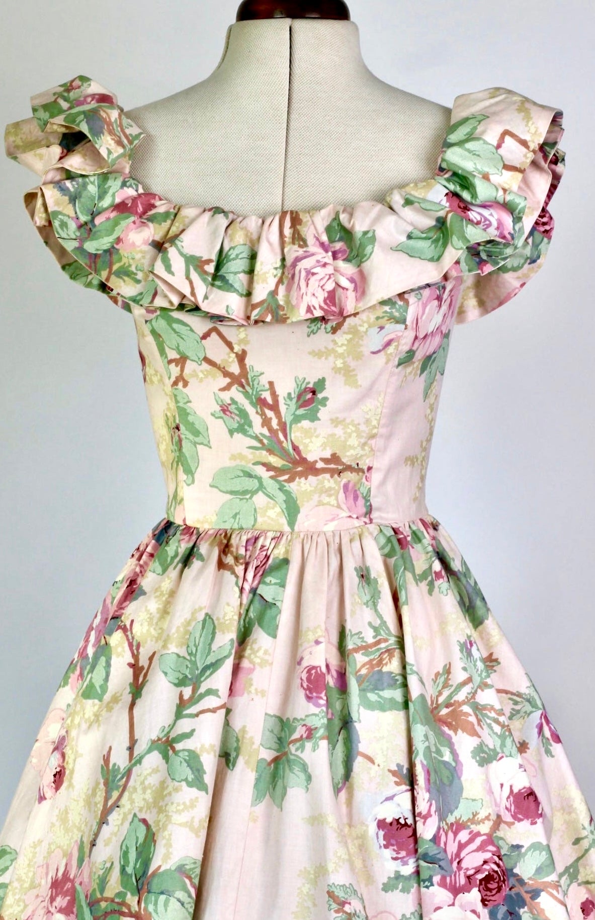1980s Vintage Sleeveless Floral Dress//Corsage Top//Size S