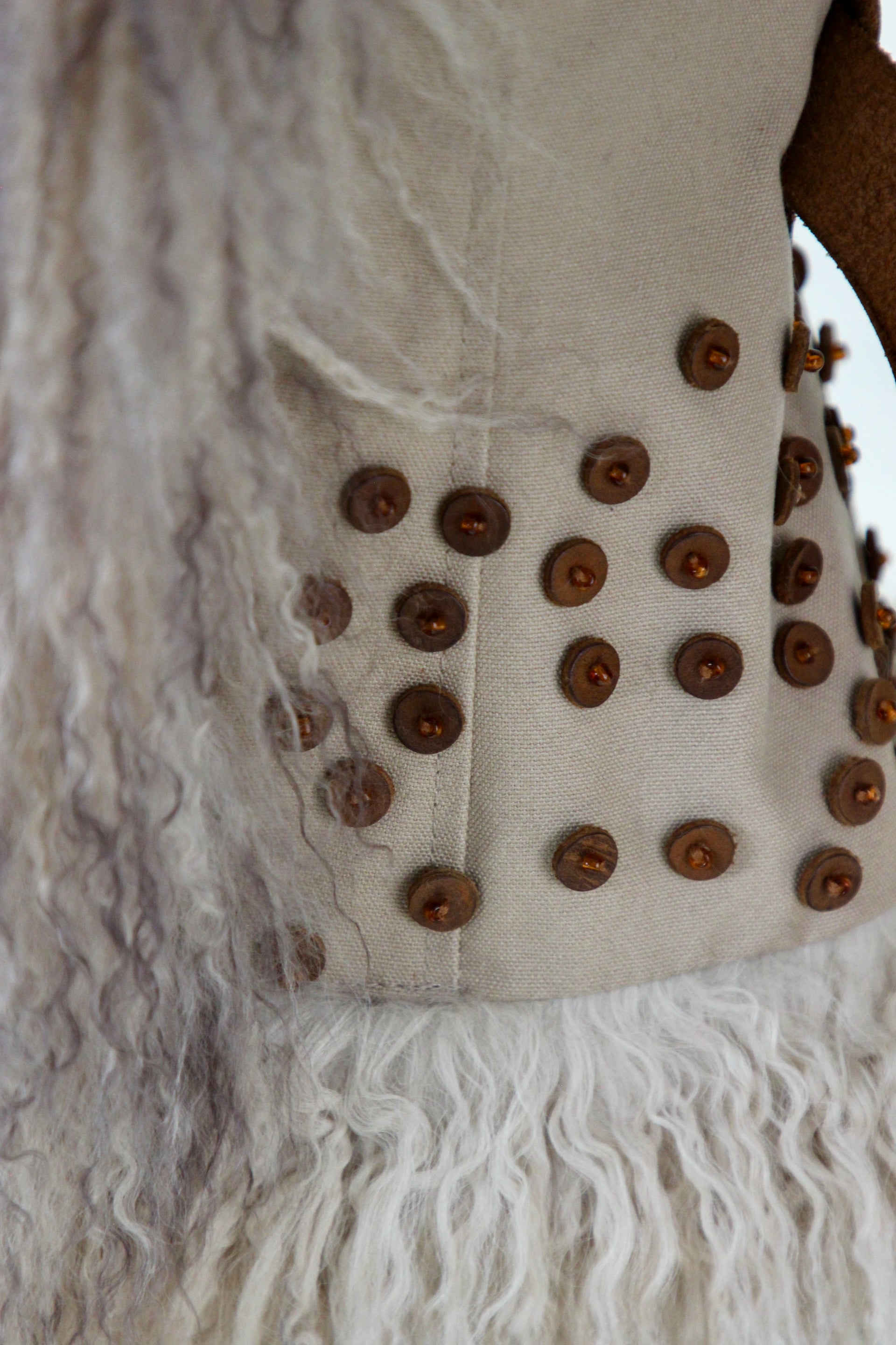 Vintage Vest with Mongolian Lamb Fur // Size S