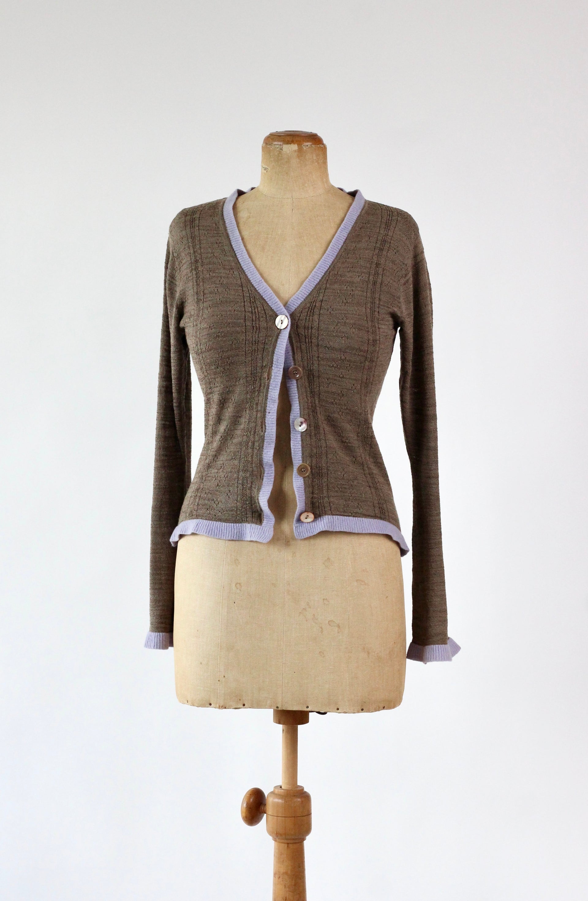 Y2K Vintage Brown Knitted Cardigan//Danish Design//Size S