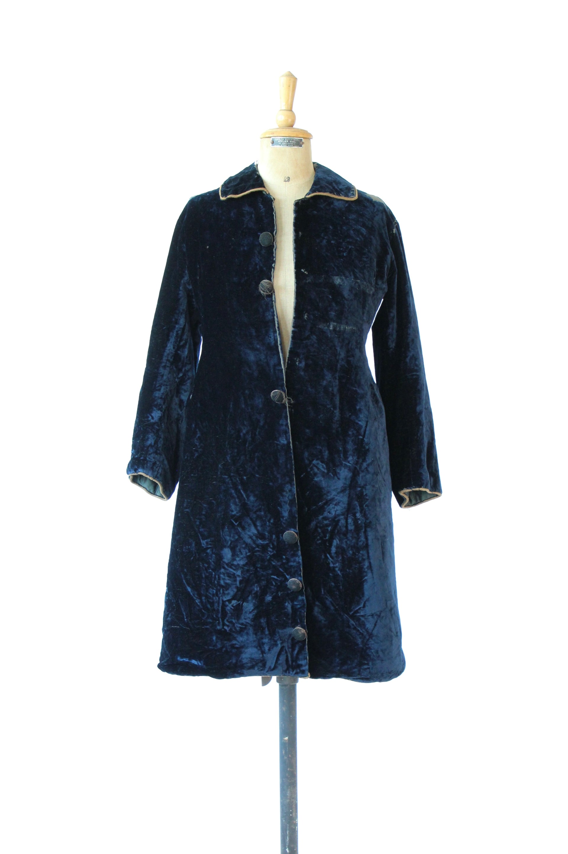 Antique Blue Velvet Coat // Size XS/S