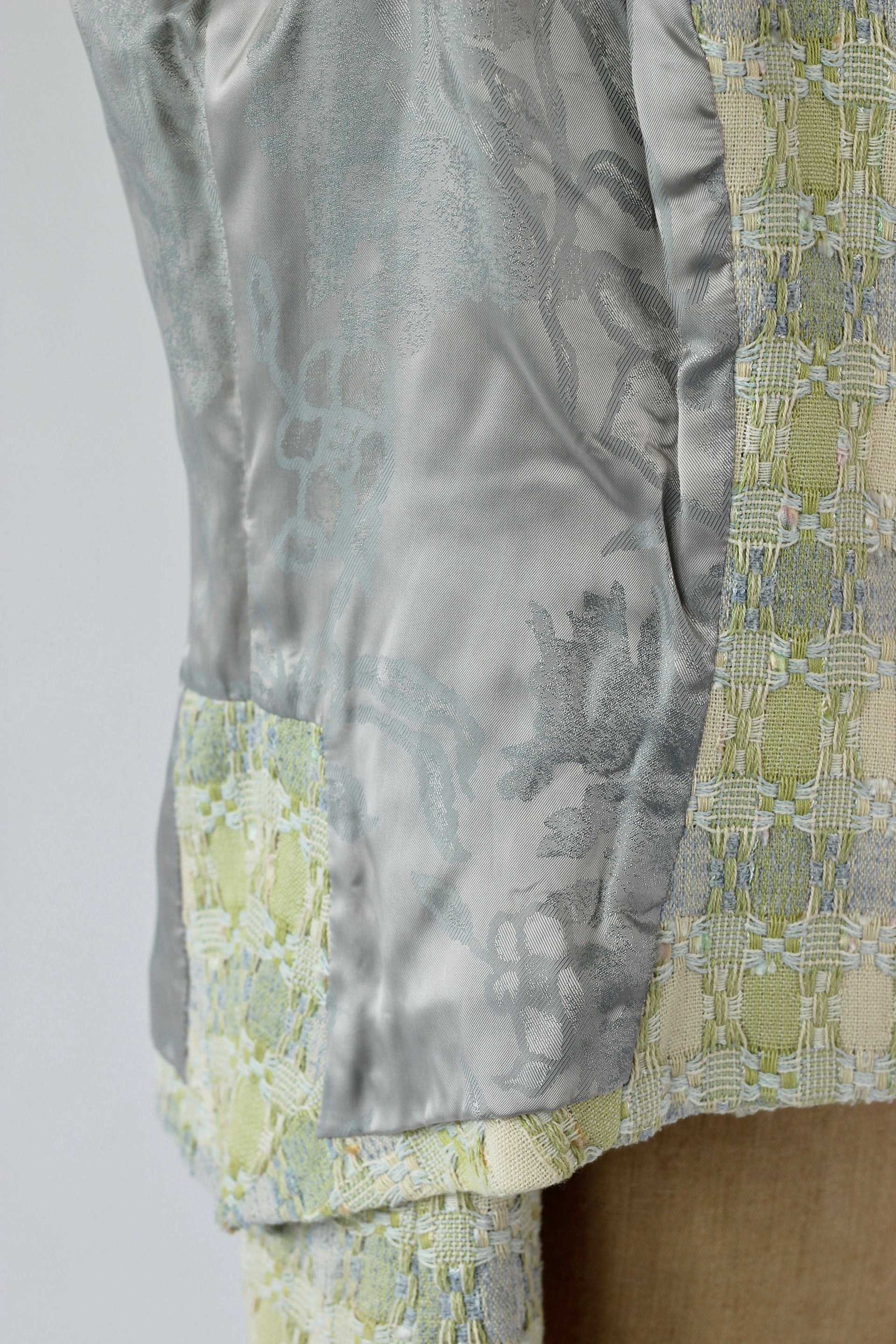 1990s Vintage Pastel Cotton Tweed Collared Blazer/Jacket//Size M